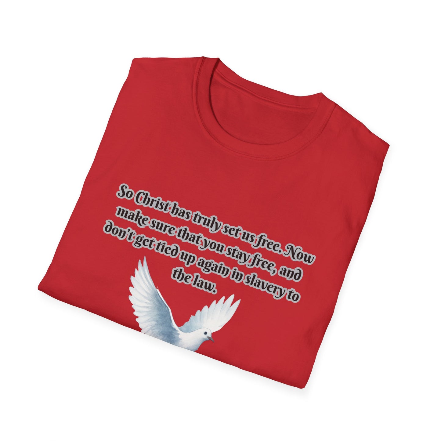 Christ Set Us Free Galatians 5:1 Inspirational Unisex Softstyle T-Shirt