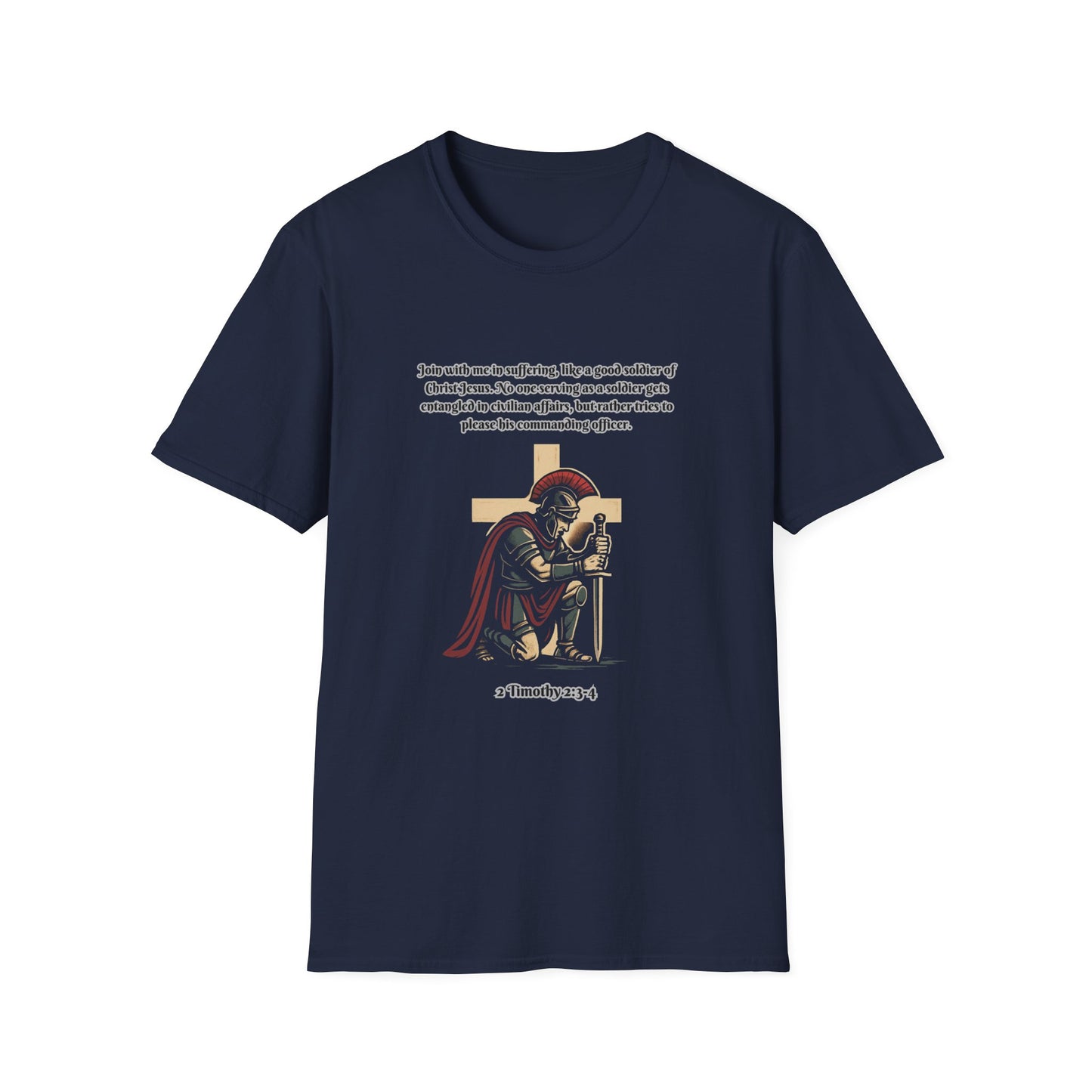 Soldier Of Jesus Unisex Softstyle T-Shirt - Faith & Strength Design 2 Timothy 2:3-4