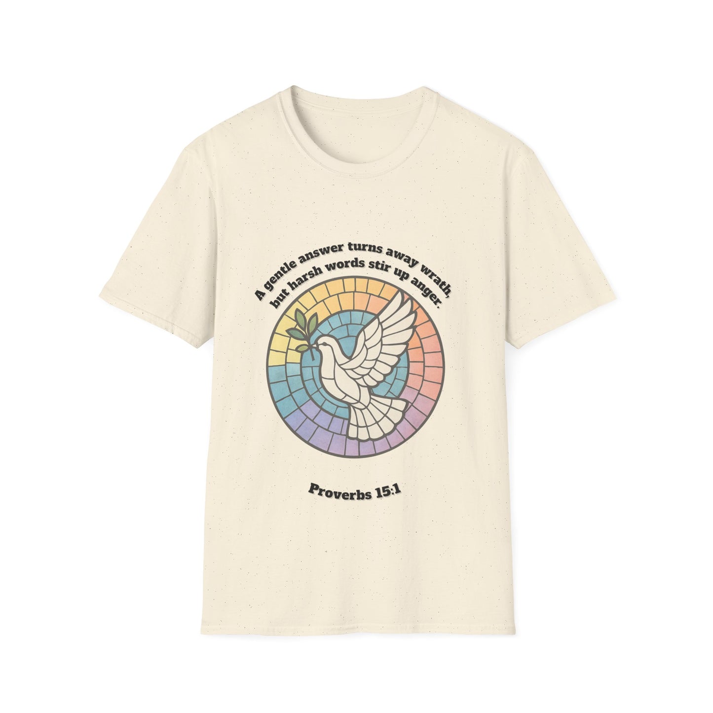 Gentle Answer Inspirational Dove T-Shirt - Proverbs 15:1 - Unisex Softstyle Tee