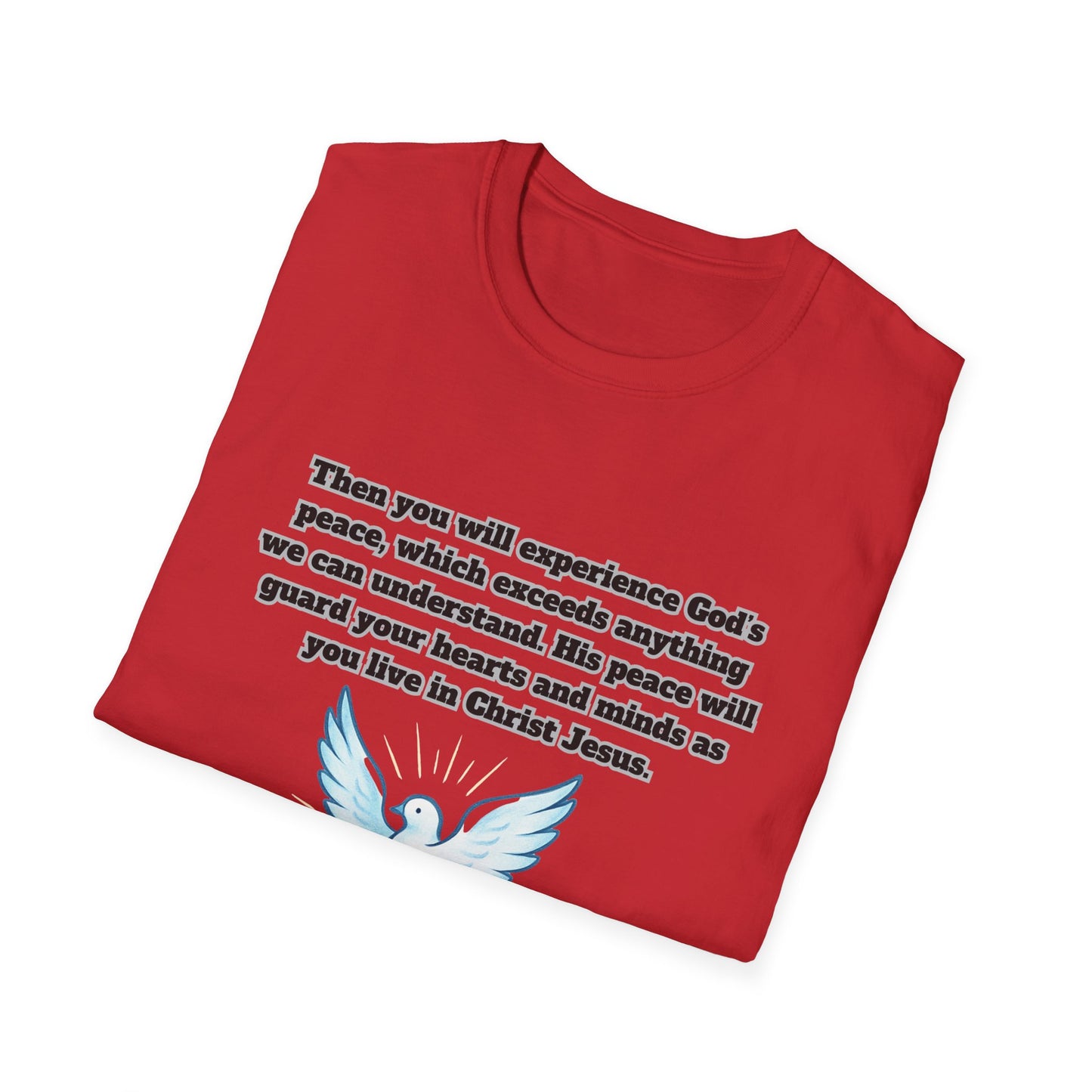 Gods Peace Guard Your Heart Inspirational Unisex Softstyle T-Shirt with Philippians 4:7 Design