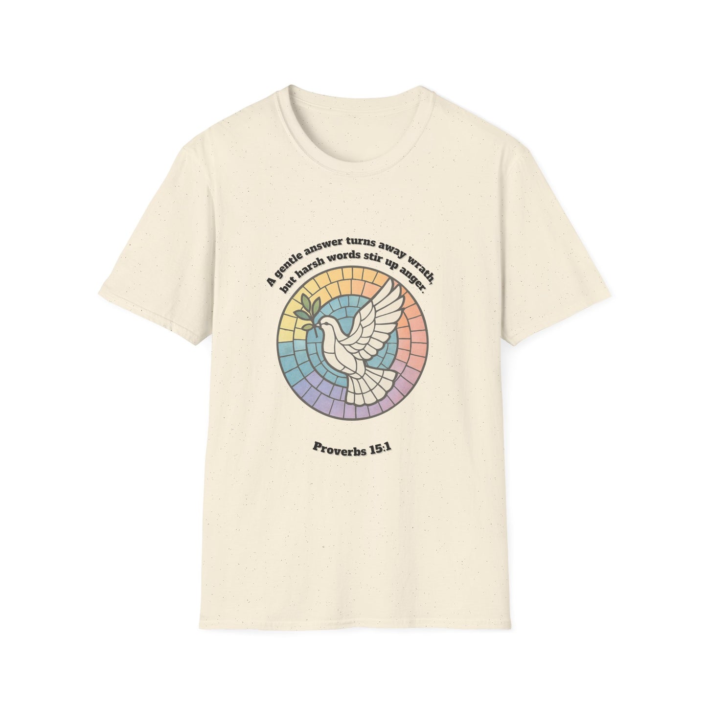 Gentle Answer Inspirational Dove T-Shirt - Proverbs 15:1 - Unisex Softstyle Tee