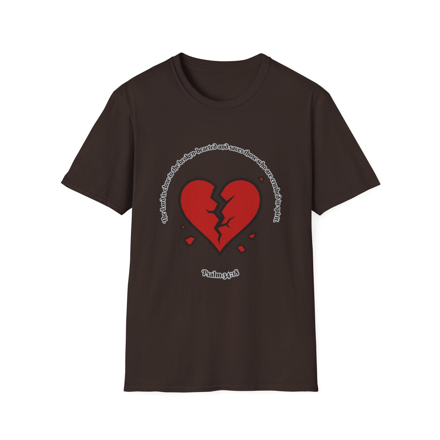 Broken Heart/Spirit Graphic T-Shirt for Healing and Empowerment Psalm 34:18