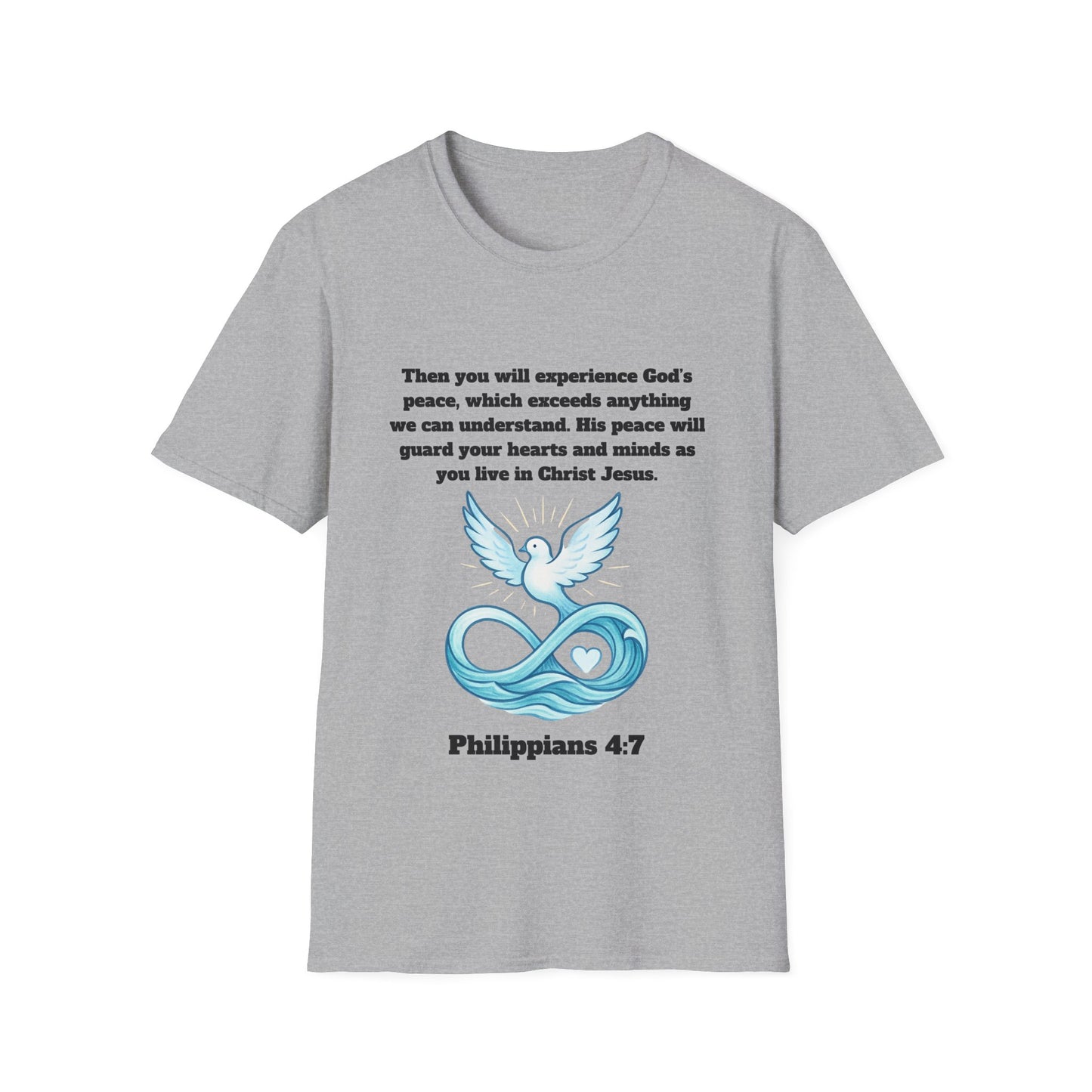 Gods Peace Guard Your Heart Inspirational Unisex Softstyle T-Shirt with Philippians 4:7 Design