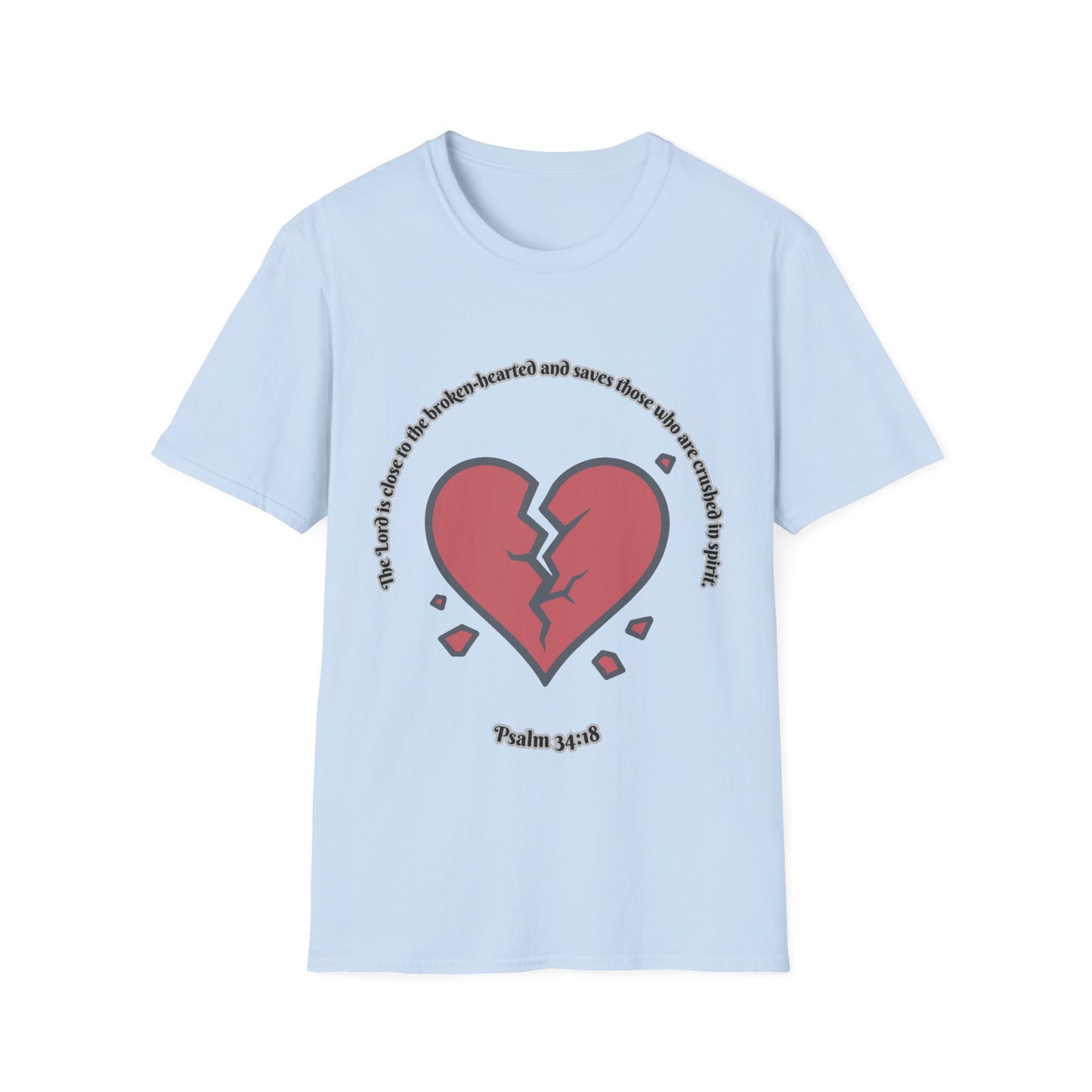Broken Heart/Spirit Graphic T-Shirt for Healing and Empowerment Psalm 34:18