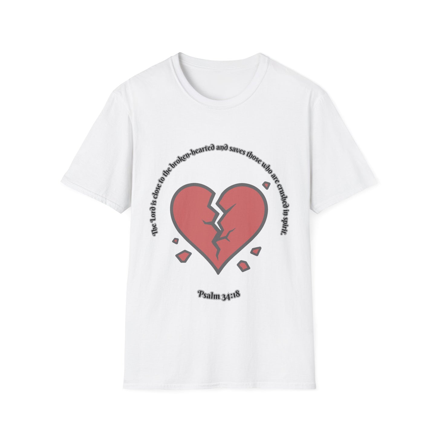 Broken Heart/Spirit Graphic T-Shirt for Healing and Empowerment Psalm 34:18