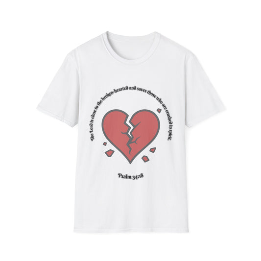 Broken Heart/Spirit Graphic T-Shirt for Healing and Empowerment Psalm 34:18