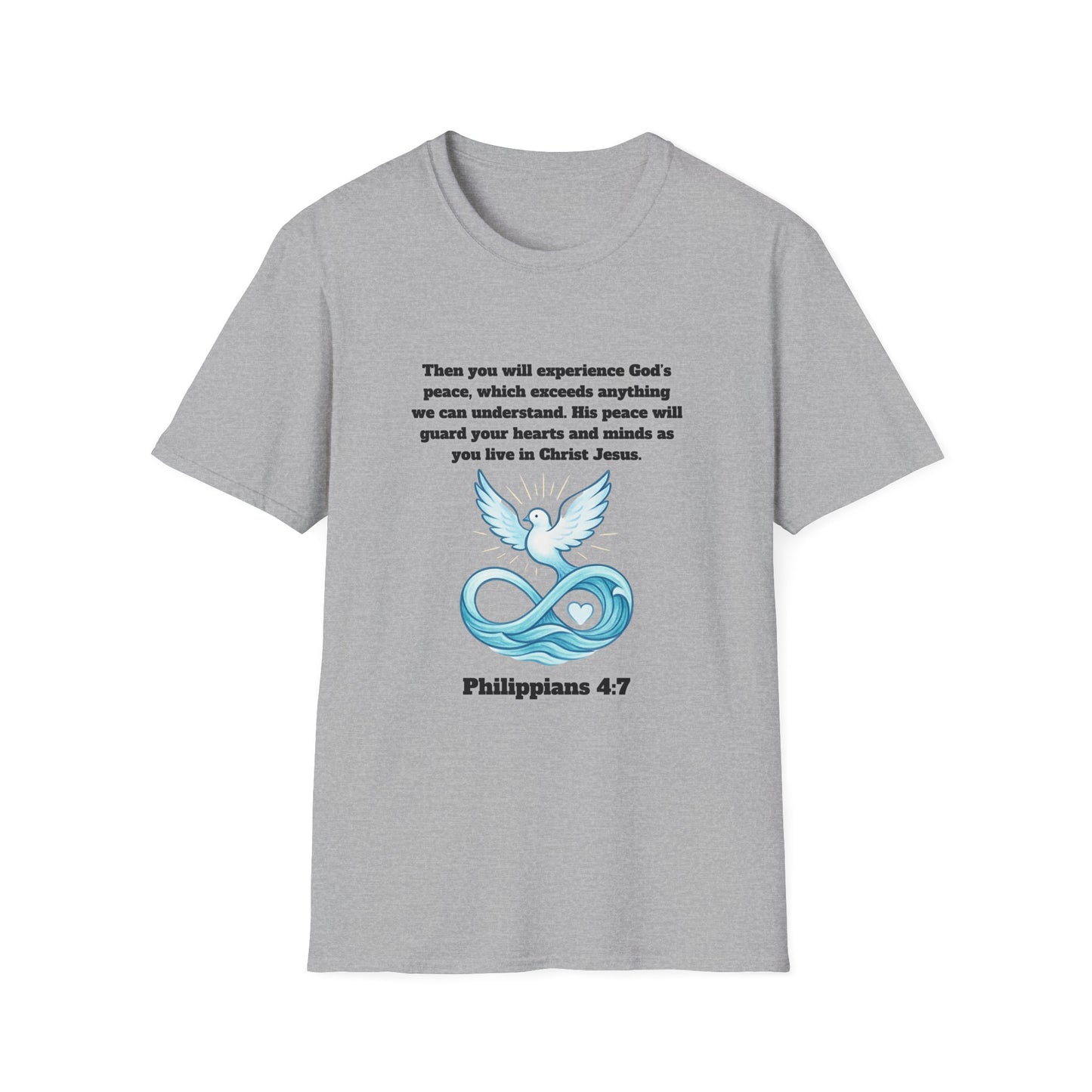 Gods Peace Guard Your Heart Inspirational Unisex Softstyle T-Shirt with Philippians 4:7 Design