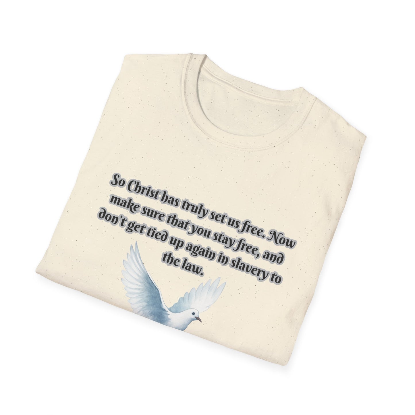 Christ Set Us Free Galatians 5:1 Inspirational Unisex Softstyle T-Shirt