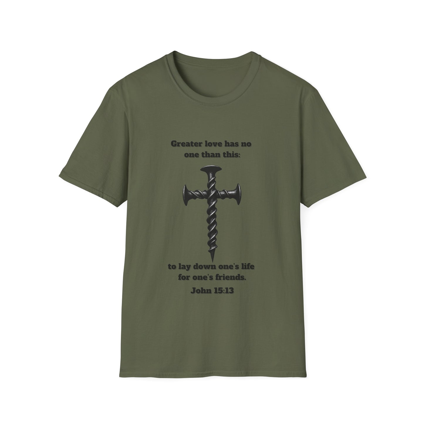 No Greater Love Than This ~ Inspirational Christian T-Shirt with Cross Design John 15:13