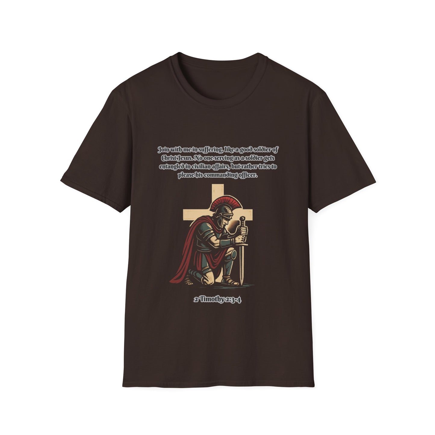Soldier Of Jesus Unisex Softstyle T-Shirt - Faith & Strength Design 2Timothy 2:3-4