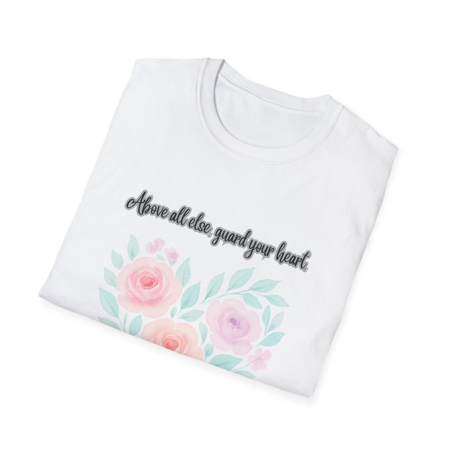 Guard Your Heart Inspirational Floral Heart T-Shirt Proverbs 4:23