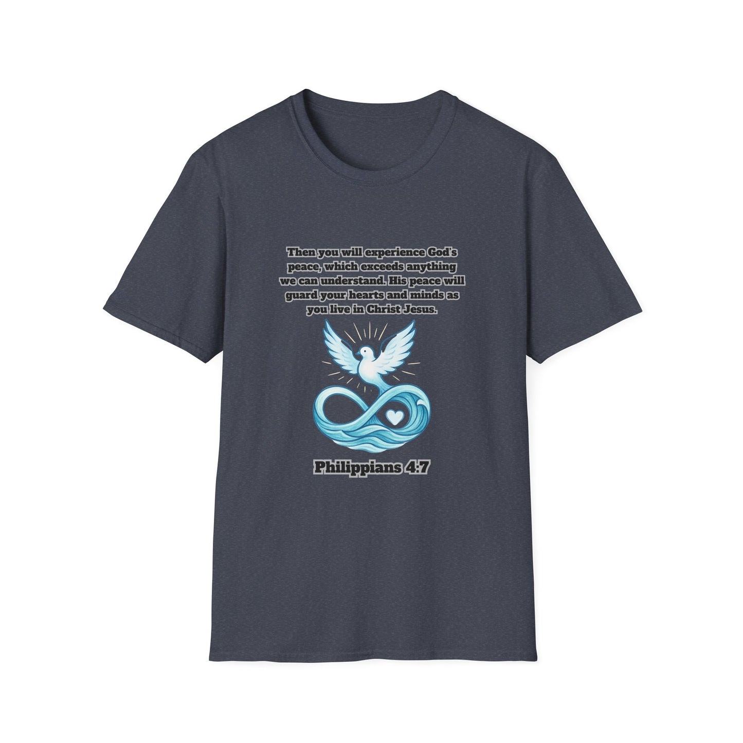 Gods Peace Guard Your Heart Inspirational Unisex Softstyle T-Shirt with Philippians 4:7 Design