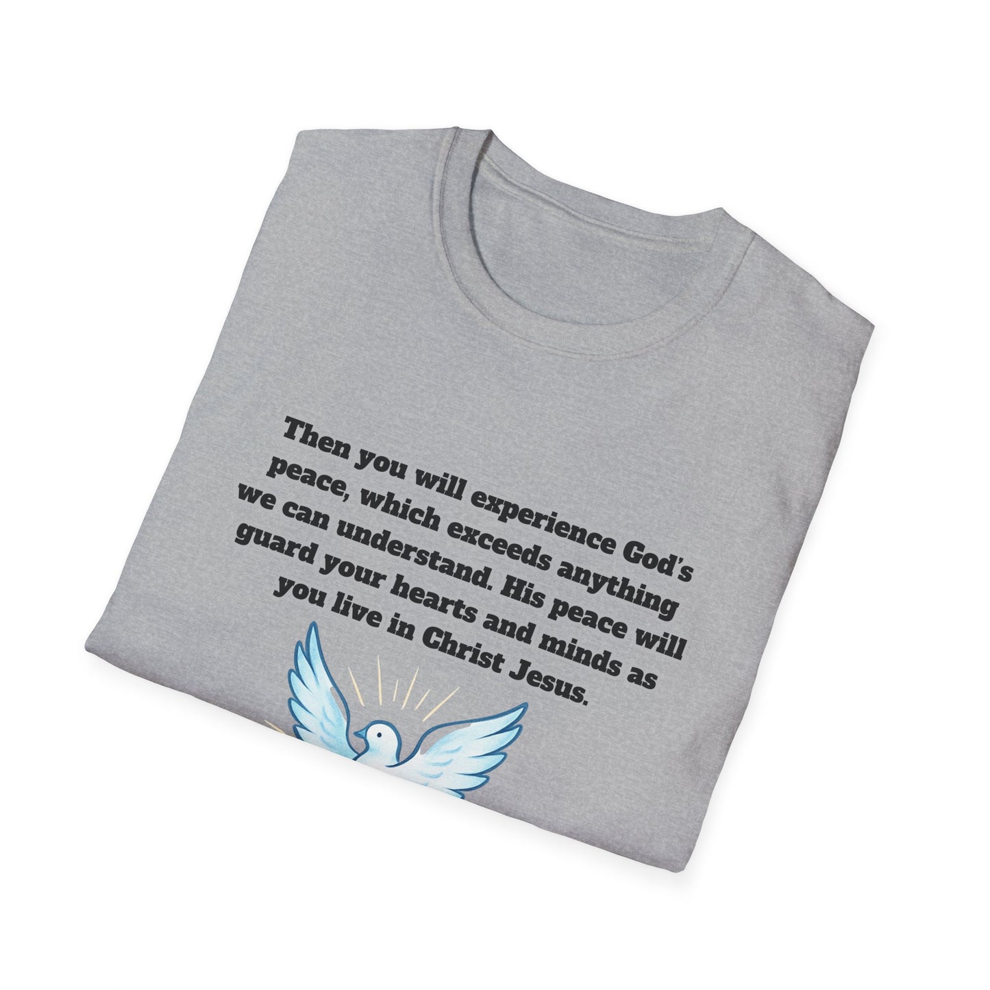 Gods Peace Guard Your Heart Inspirational Unisex Softstyle T-Shirt with Philippians 4:7 Design