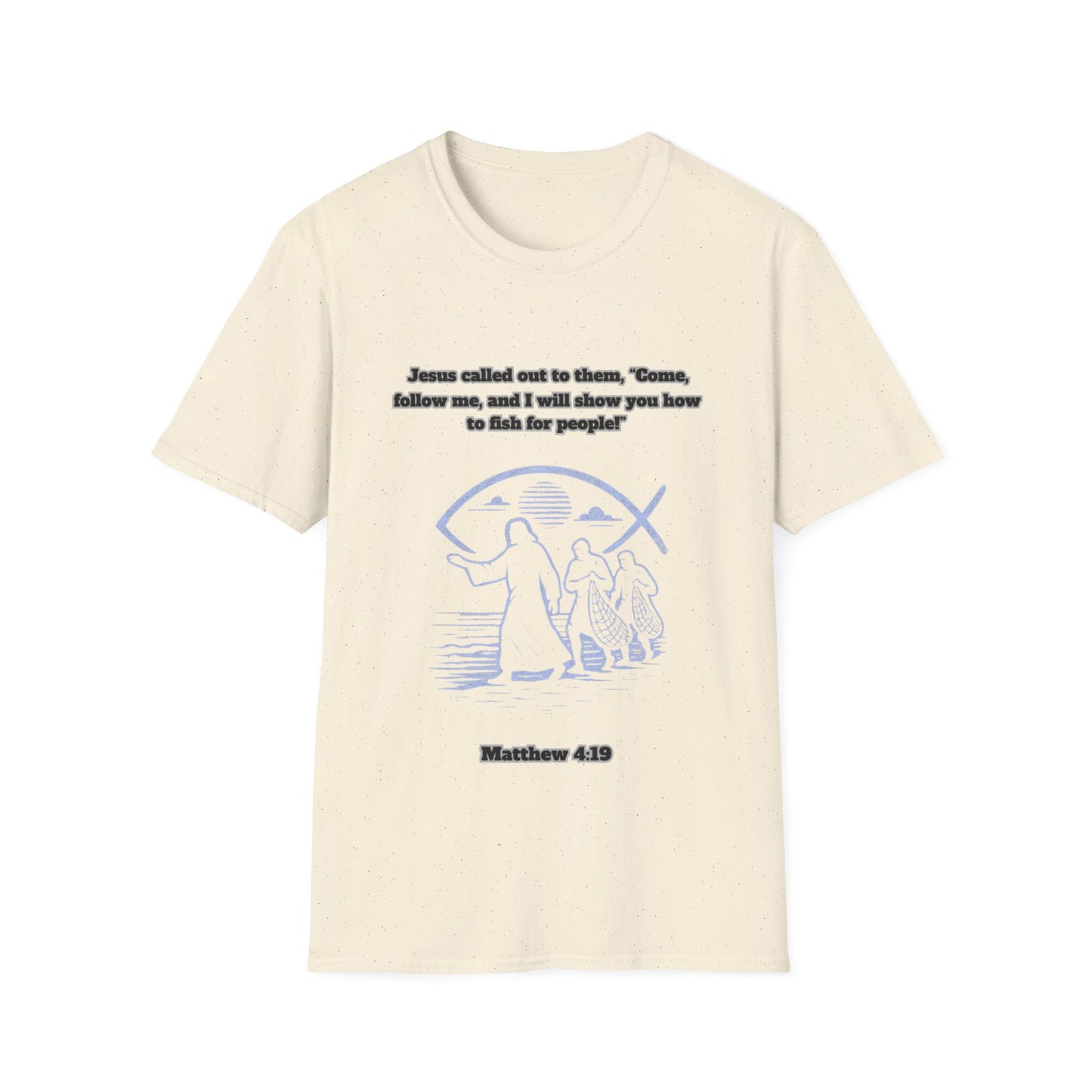 Fish For Men Inspirational Bible Verse Unisex Softstyle T-Shirt Matthew 4:19
