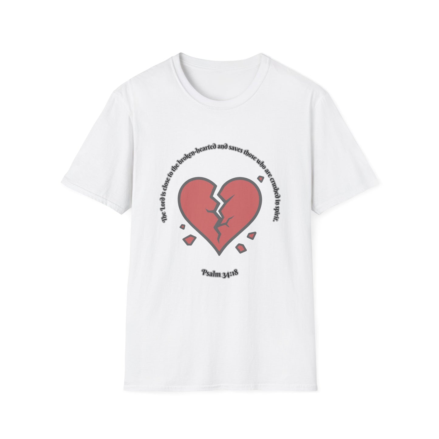 Broken Heart/Spirit Graphic T-Shirt for Healing and Empowerment Psalm 34:18