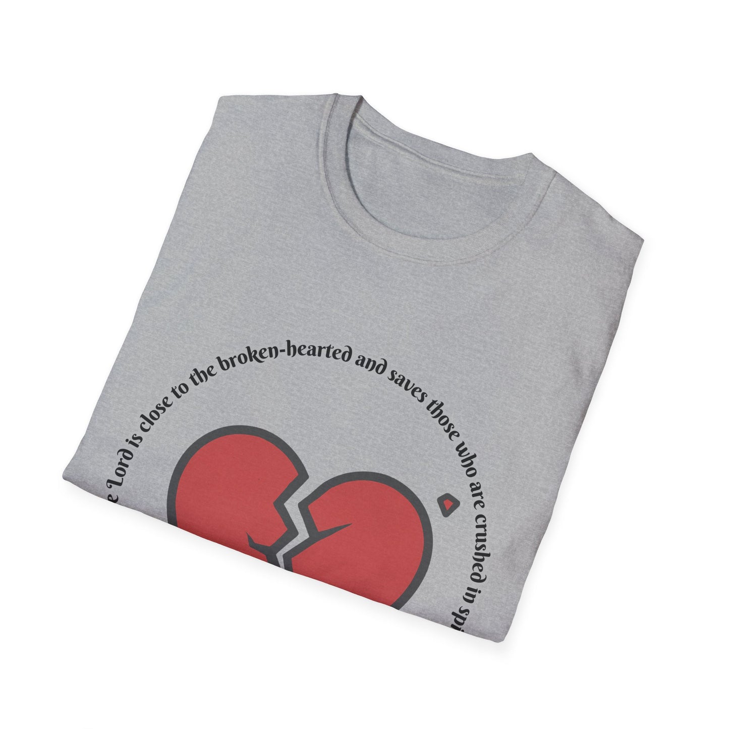 Broken Heart/Spirit Graphic T-Shirt for Healing and Empowerment Psalm 34:18