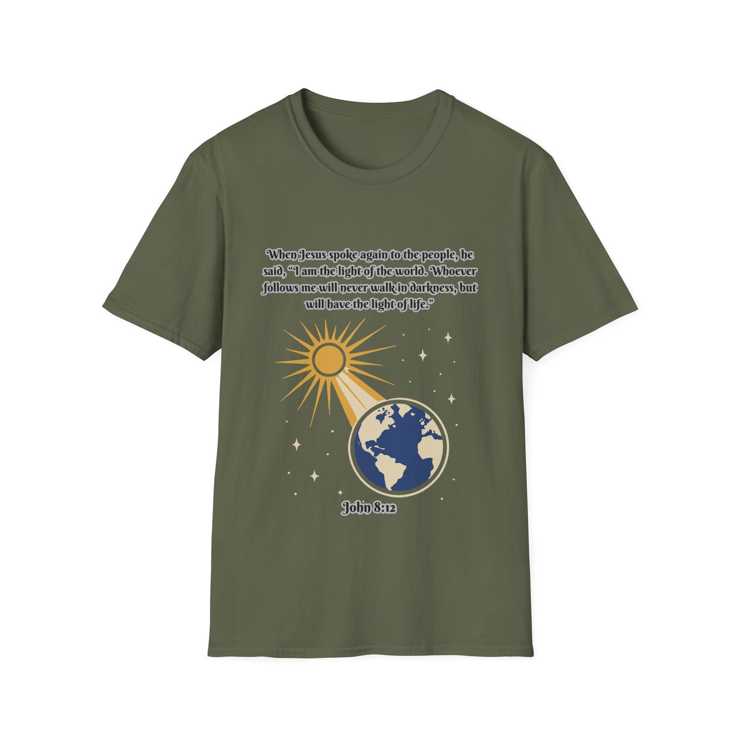 Light Of Life Inspirational Graphic T-Shirt - Unisex Softstyle Tee John 8:12