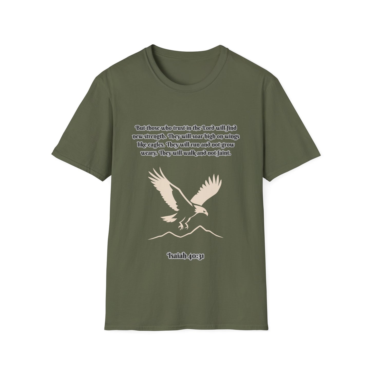Soar On Wings Like Eagles Inspirational Unisex Softstyle T-Shirt Isaiah 40:31