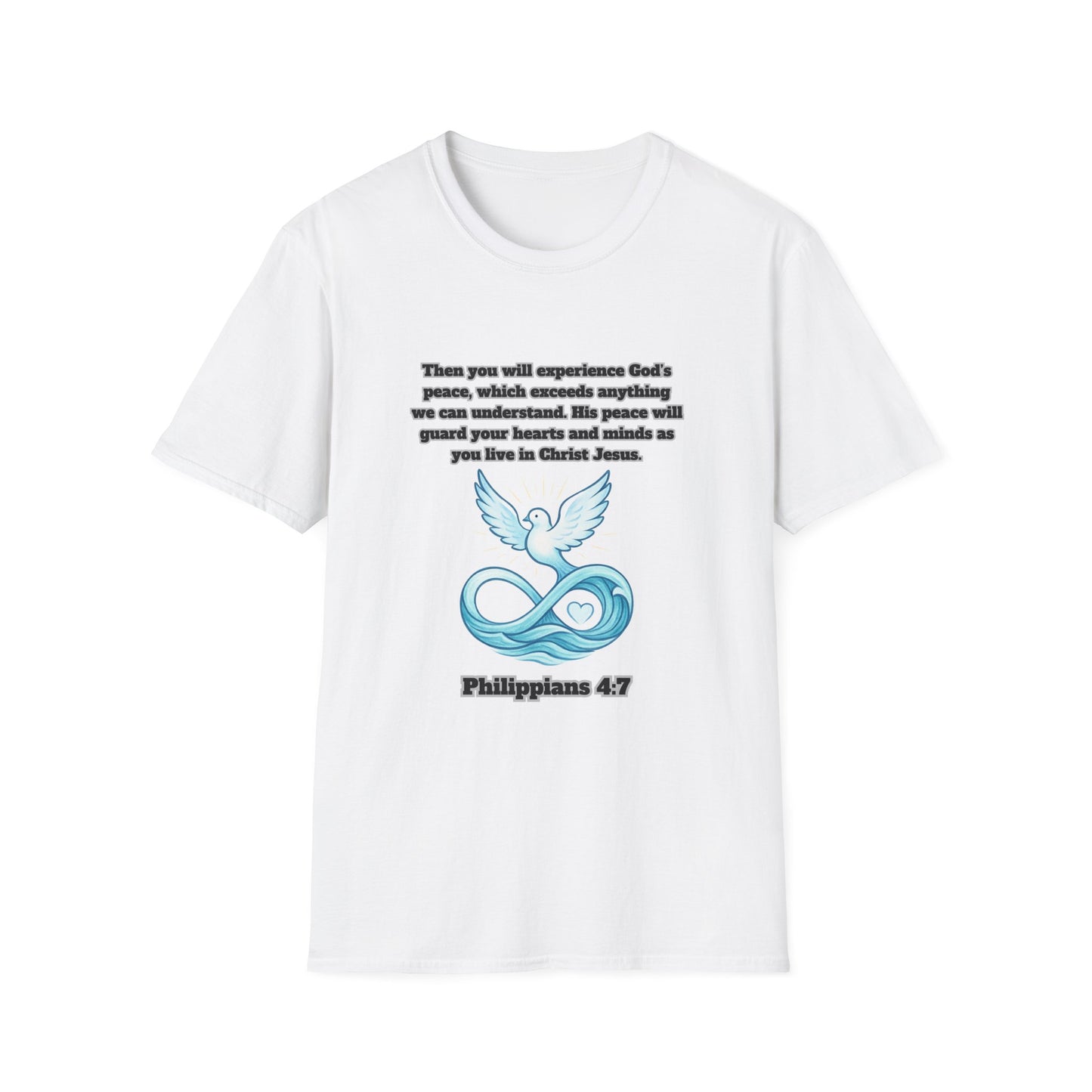 Gods Peace Guard Your Heart Inspirational Unisex Softstyle T-Shirt with Philippians 4:7 Design