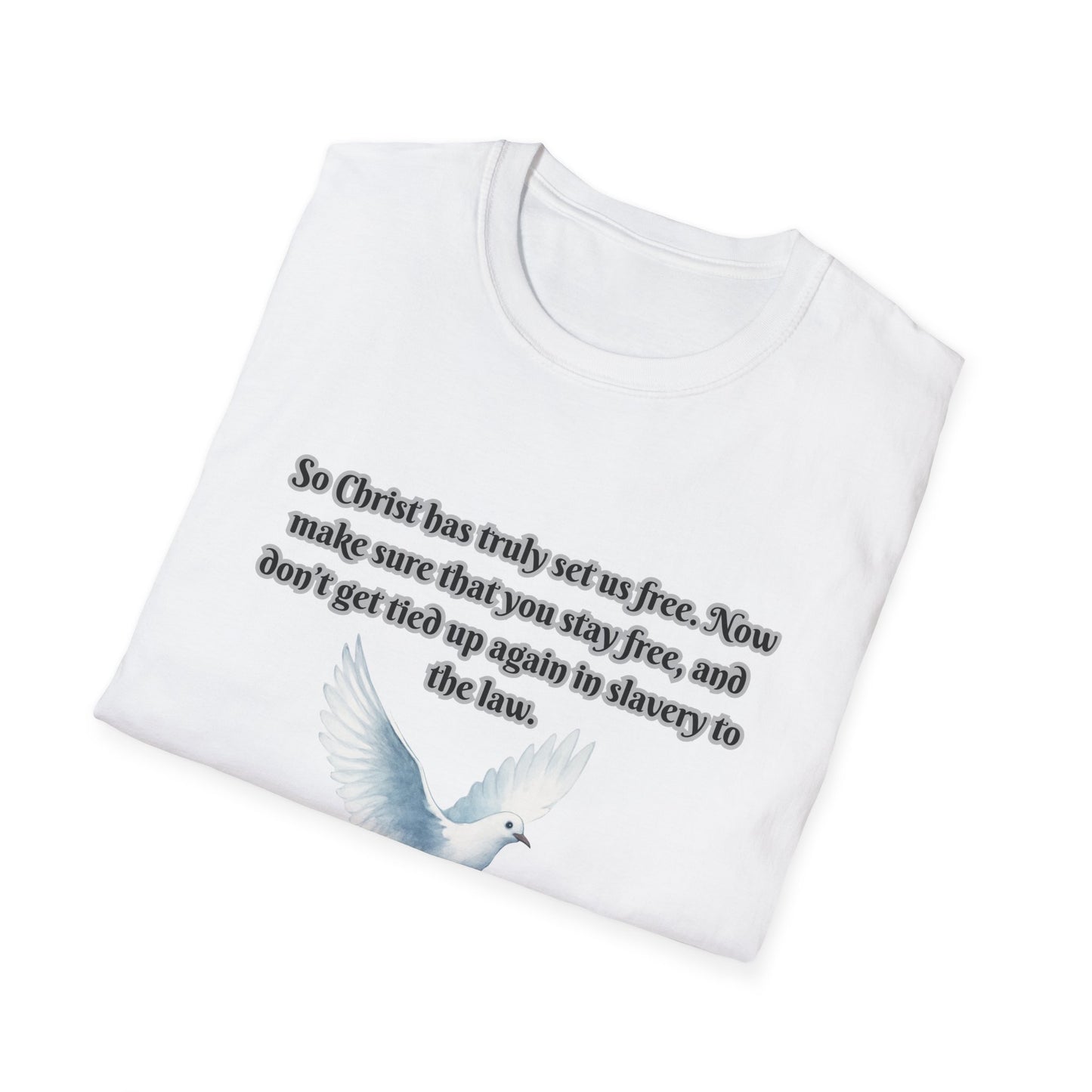 Christ Set Us Free Galatians 5:1 Inspirational Unisex Softstyle T-Shirt