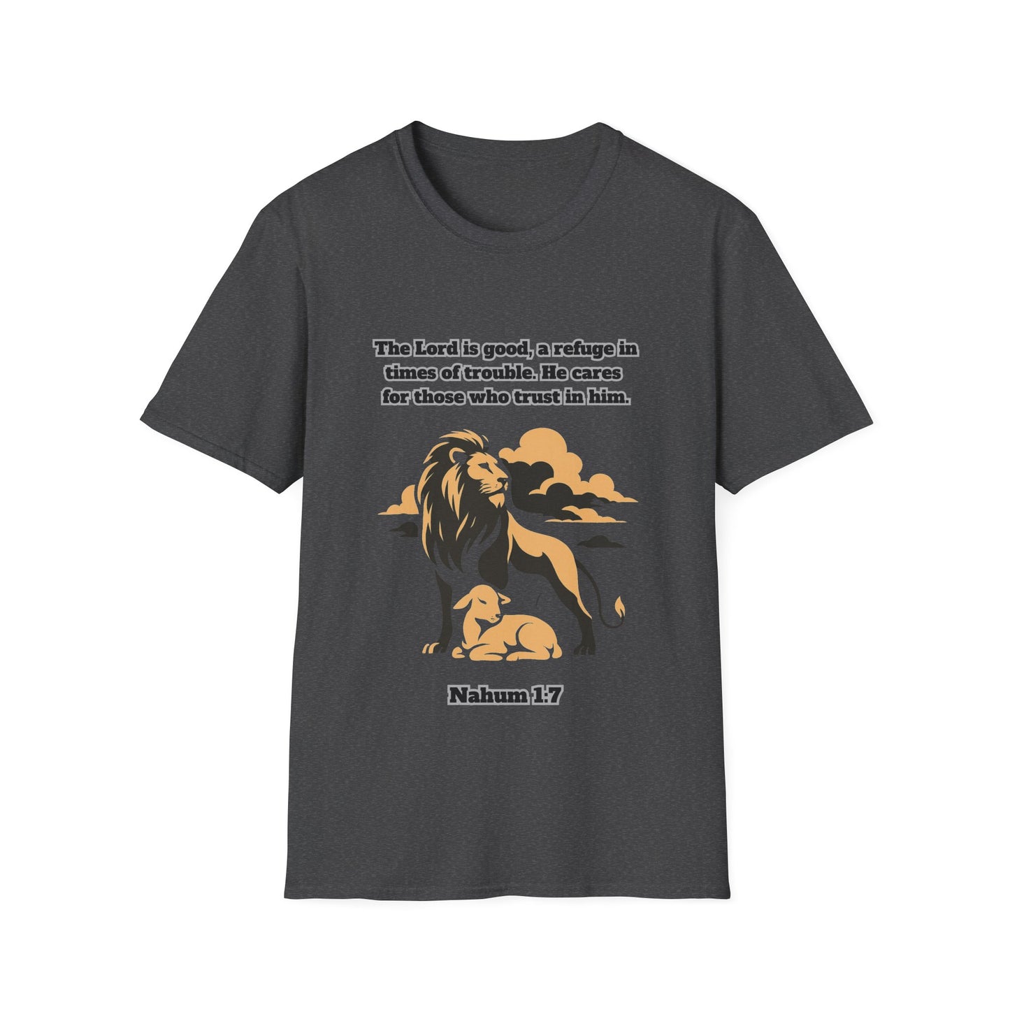 Lord Is Good Inspirational Lion Graphic T-Shirt - Faith & Trust Design Nahum 1:7