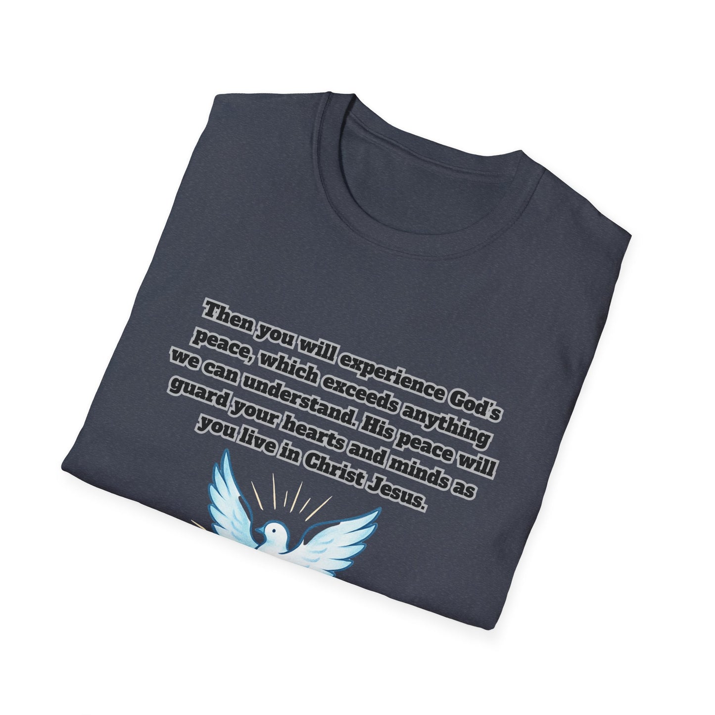 Gods Peace Guard Your Heart Inspirational Unisex Softstyle T-Shirt with Philippians 4:7 Design