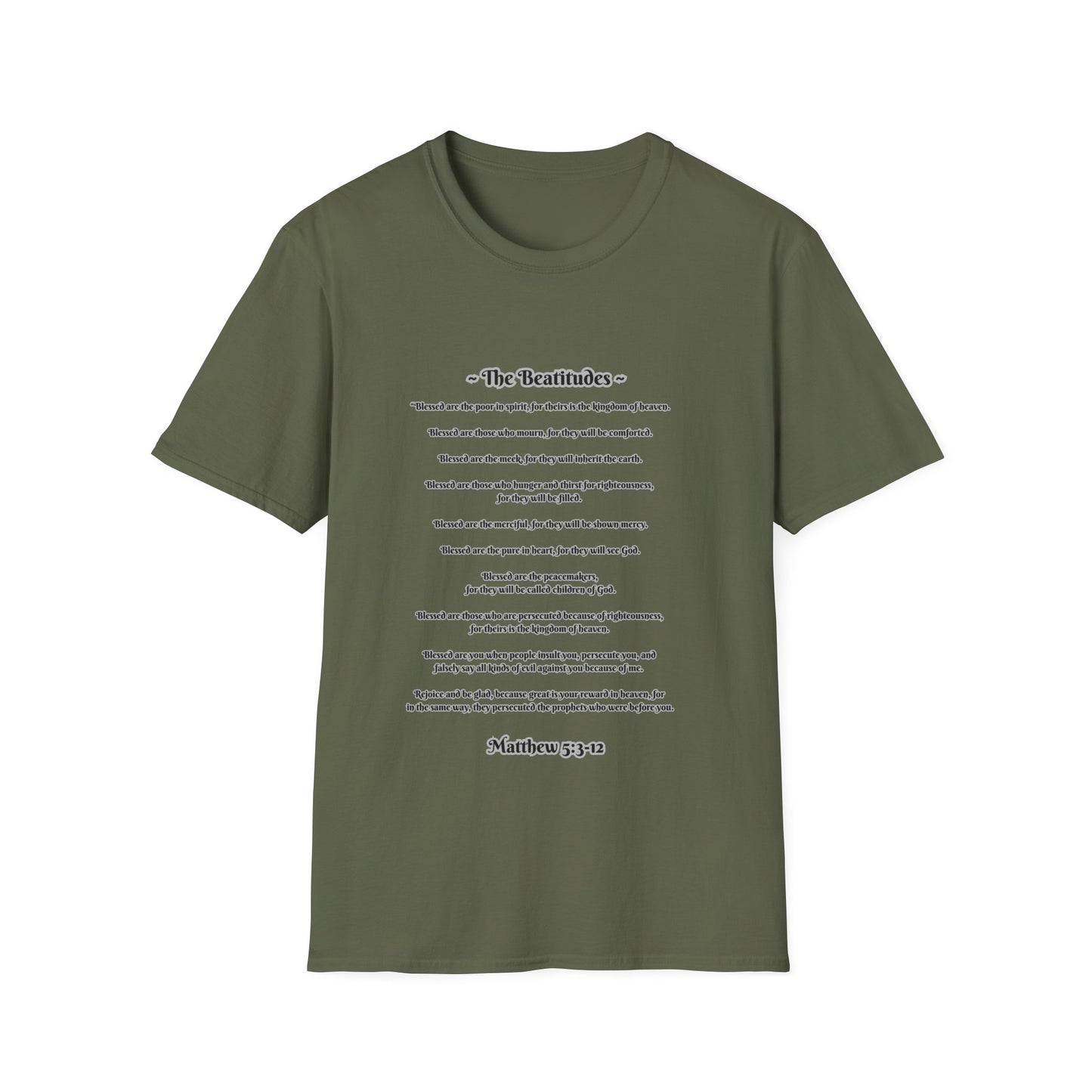 The Beatitudes Inspirational Verse Unisex T-Shirt ~ Matthew 5:3-12, Casual Wear, Christian Gift, Everyday Comfort, Faith-Based Apparel