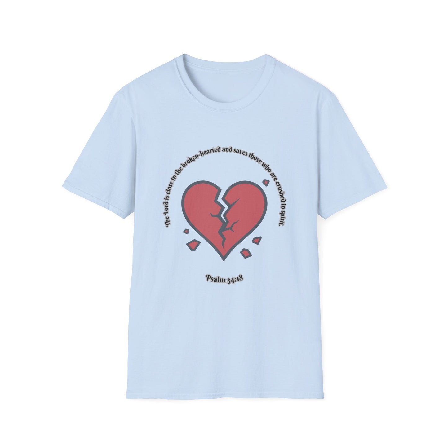 Broken Heart/Spirit Graphic T-Shirt for Healing and Empowerment Psalm 34:18
