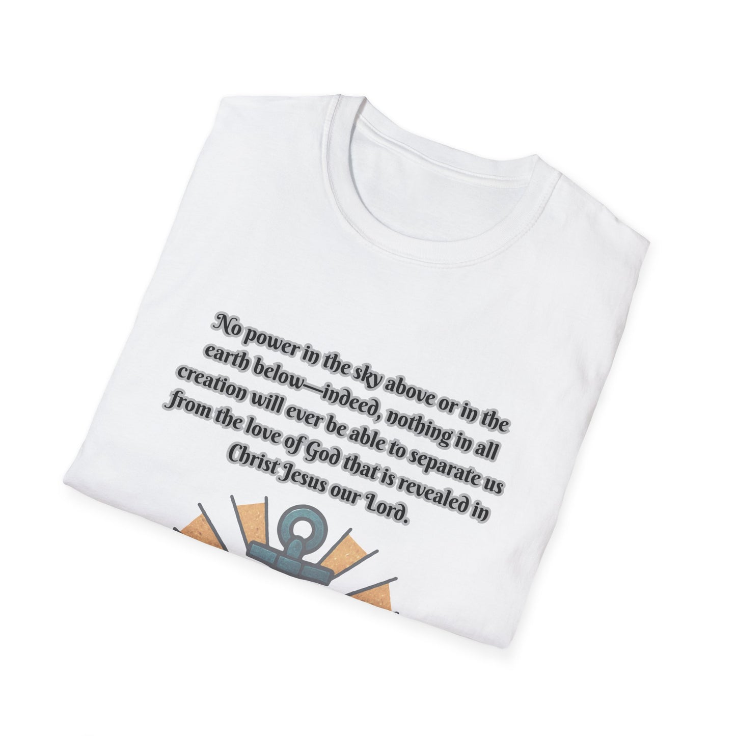 Nothing Can Separate Us From Gods Love Inspirational Unisex Softstyle T-Shirt with Heart Design Romans 8:39