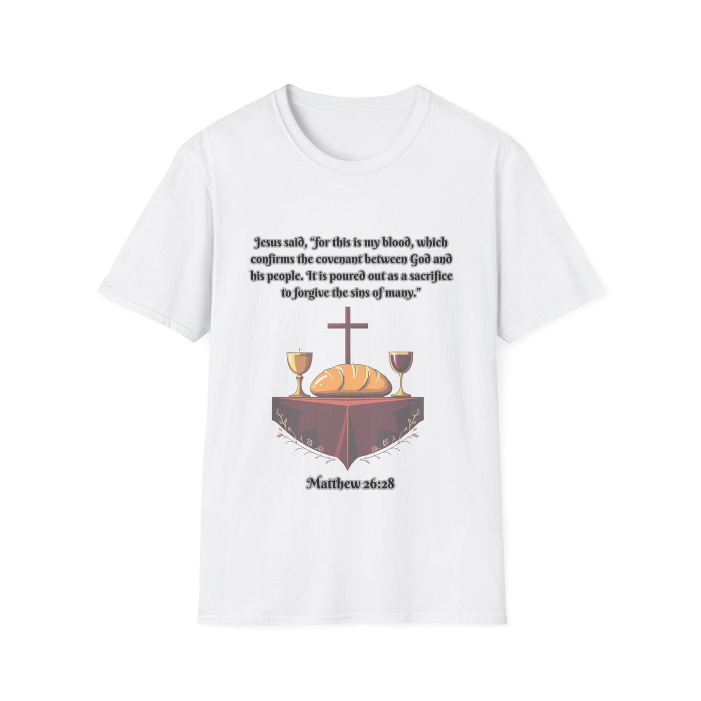 Blood Covenant Faith-Inspired Unisex Softstyle T-Shirt - Matthew 26:28