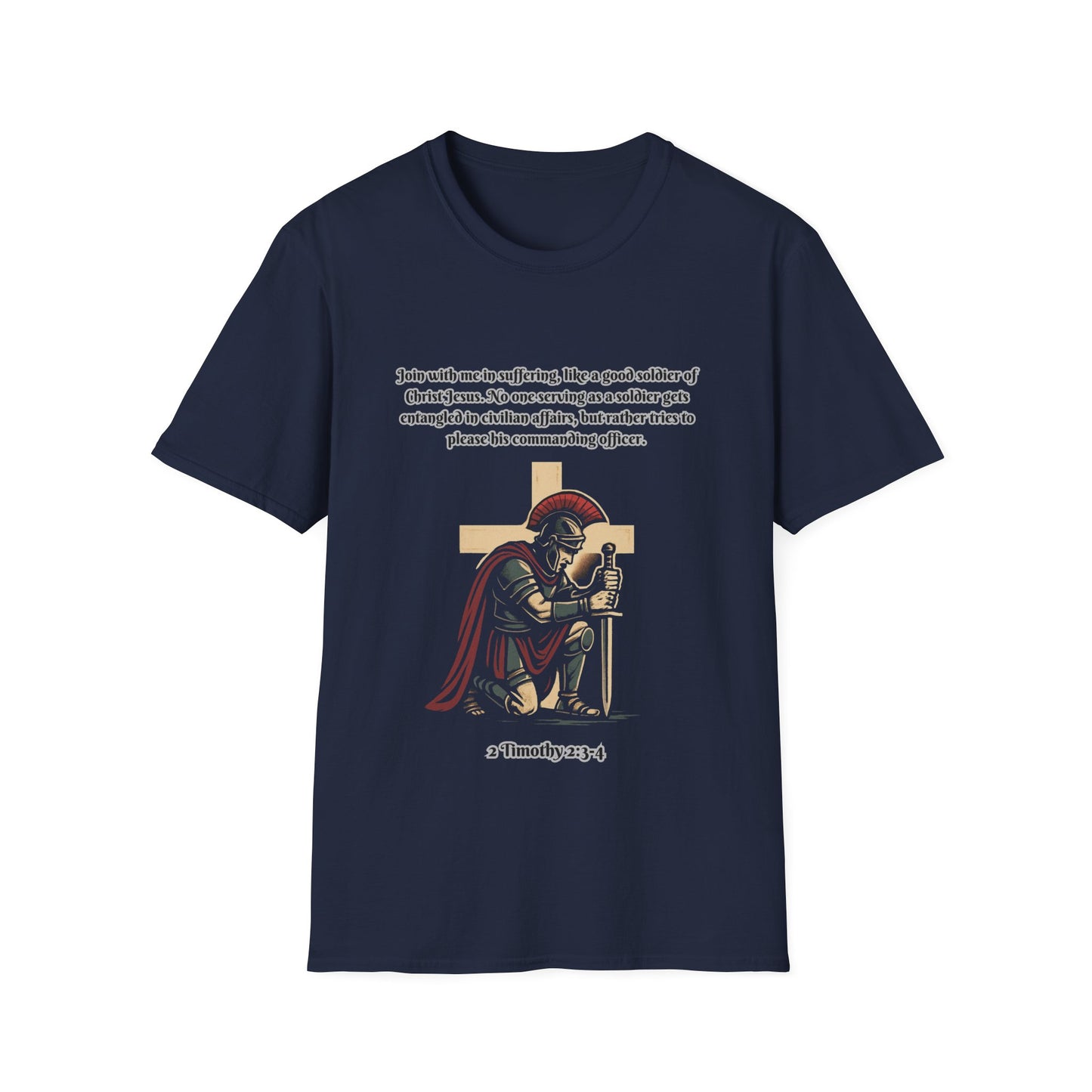 Soldier Of Jesus Unisex Softstyle T-Shirt - Faith & Strength Design 2Timothy 2:3-4
