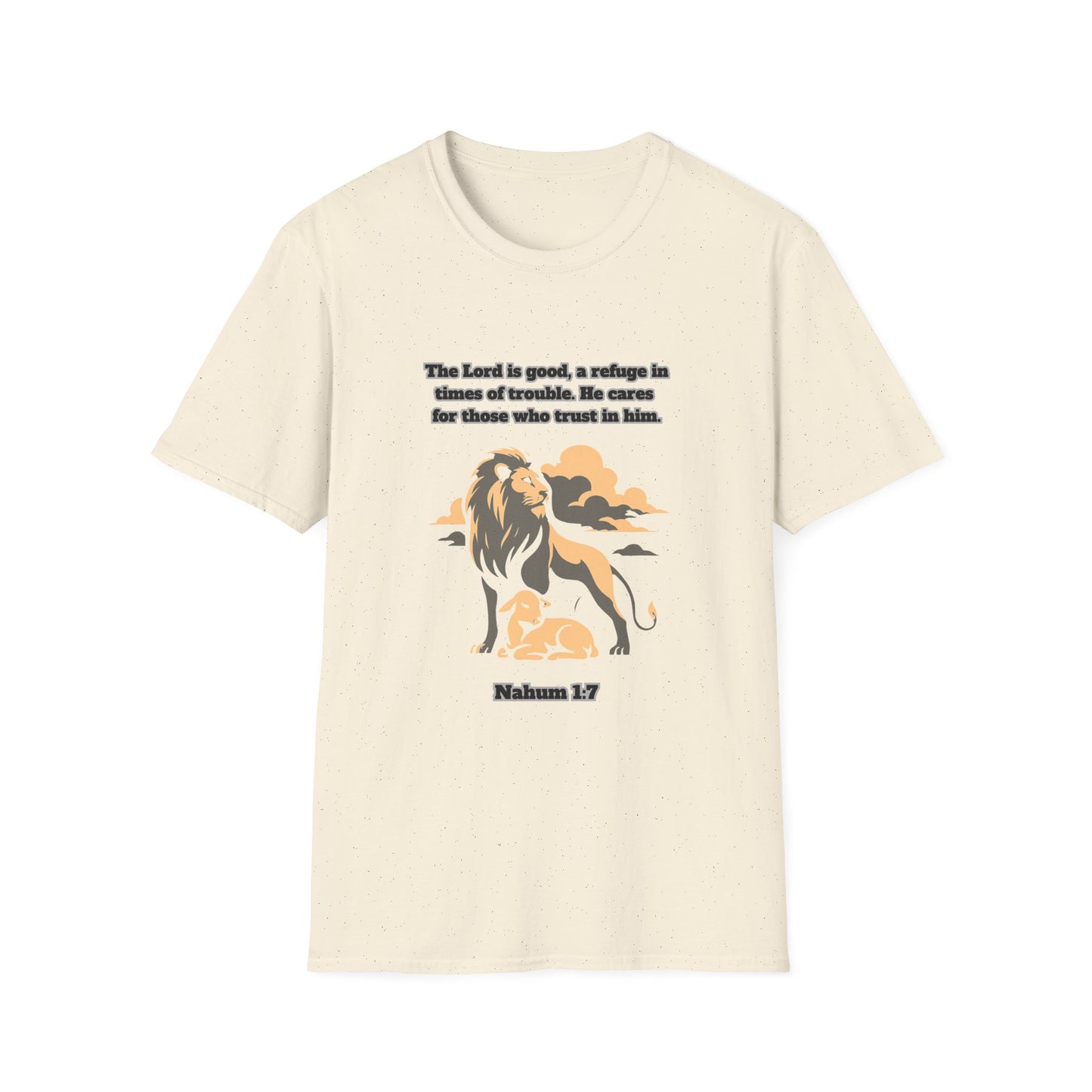 Lord Is Good Inspirational Lion Graphic T-Shirt - Faith & Trust Design Nahum 1:7