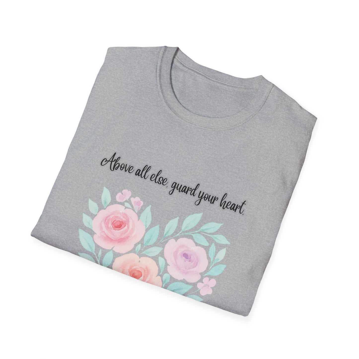 Guard Your Heart Inspirational Floral Heart T-Shirt Proverbs 4:23