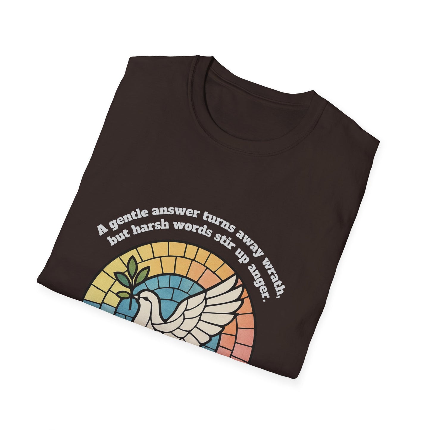 Gentle Answer Inspirational Dove T-Shirt - Proverbs 15:1 - Unisex Softstyle Tee