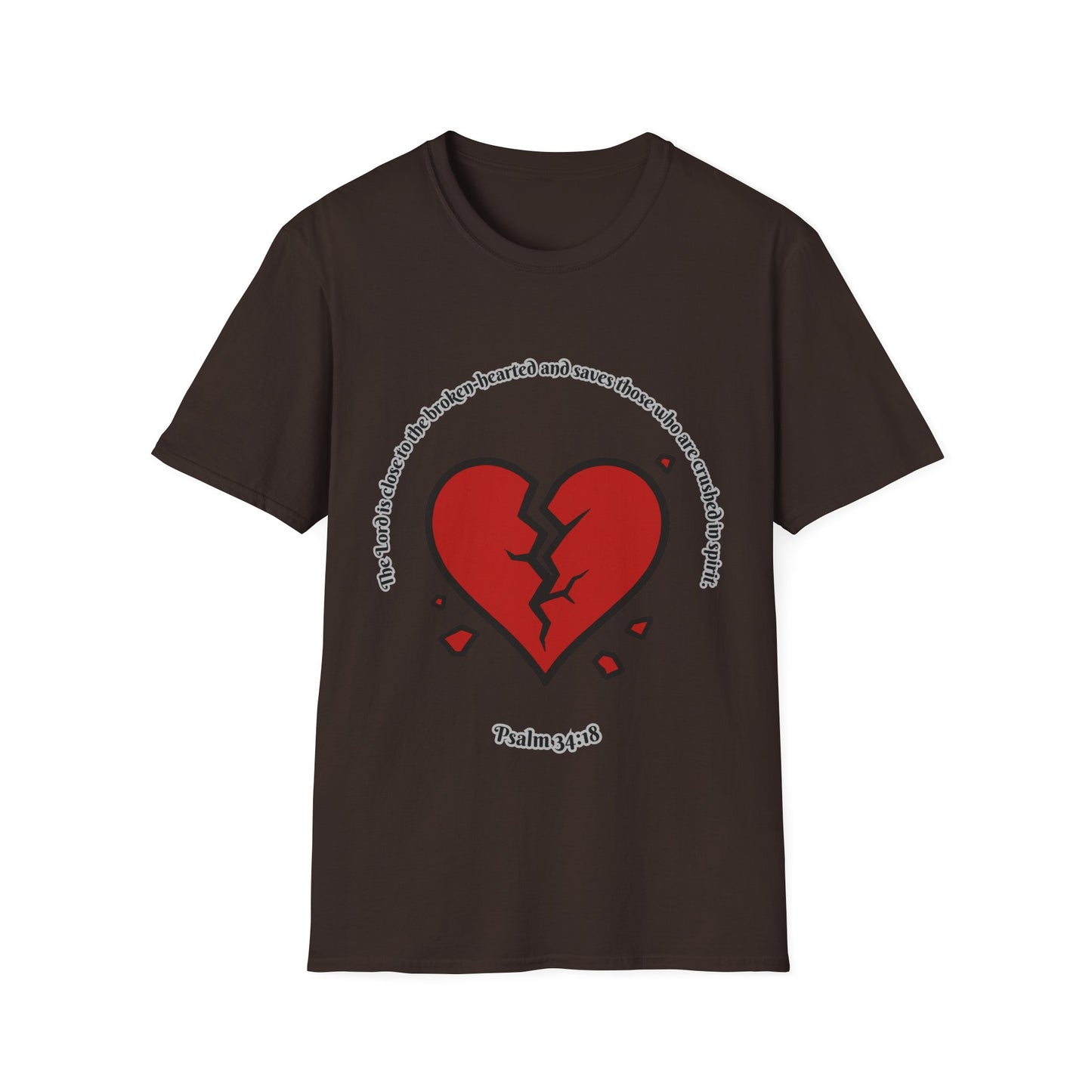 Broken Heart/Spirit Graphic T-Shirt for Healing and Empowerment Psalm 34:18
