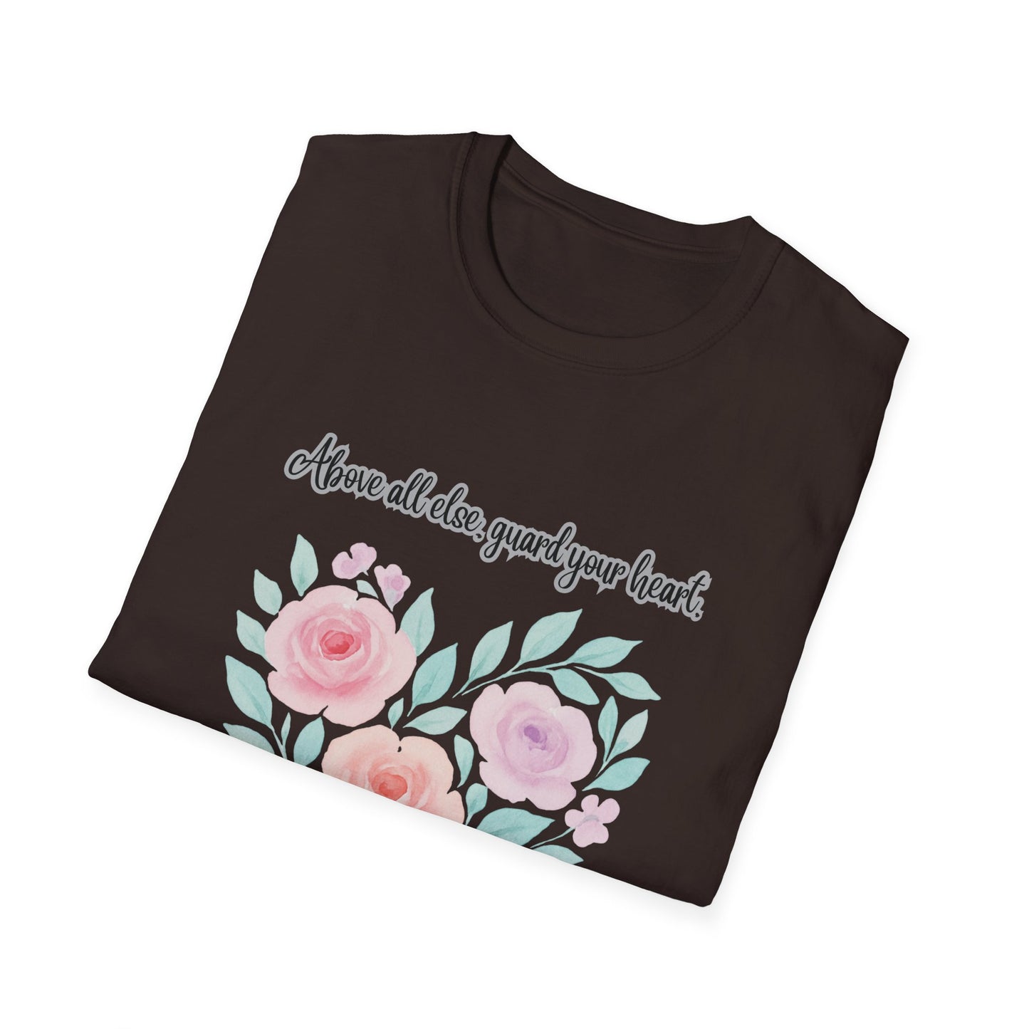 Guard Your Heart Inspirational Floral Heart T-Shirt Proverbs 4:23