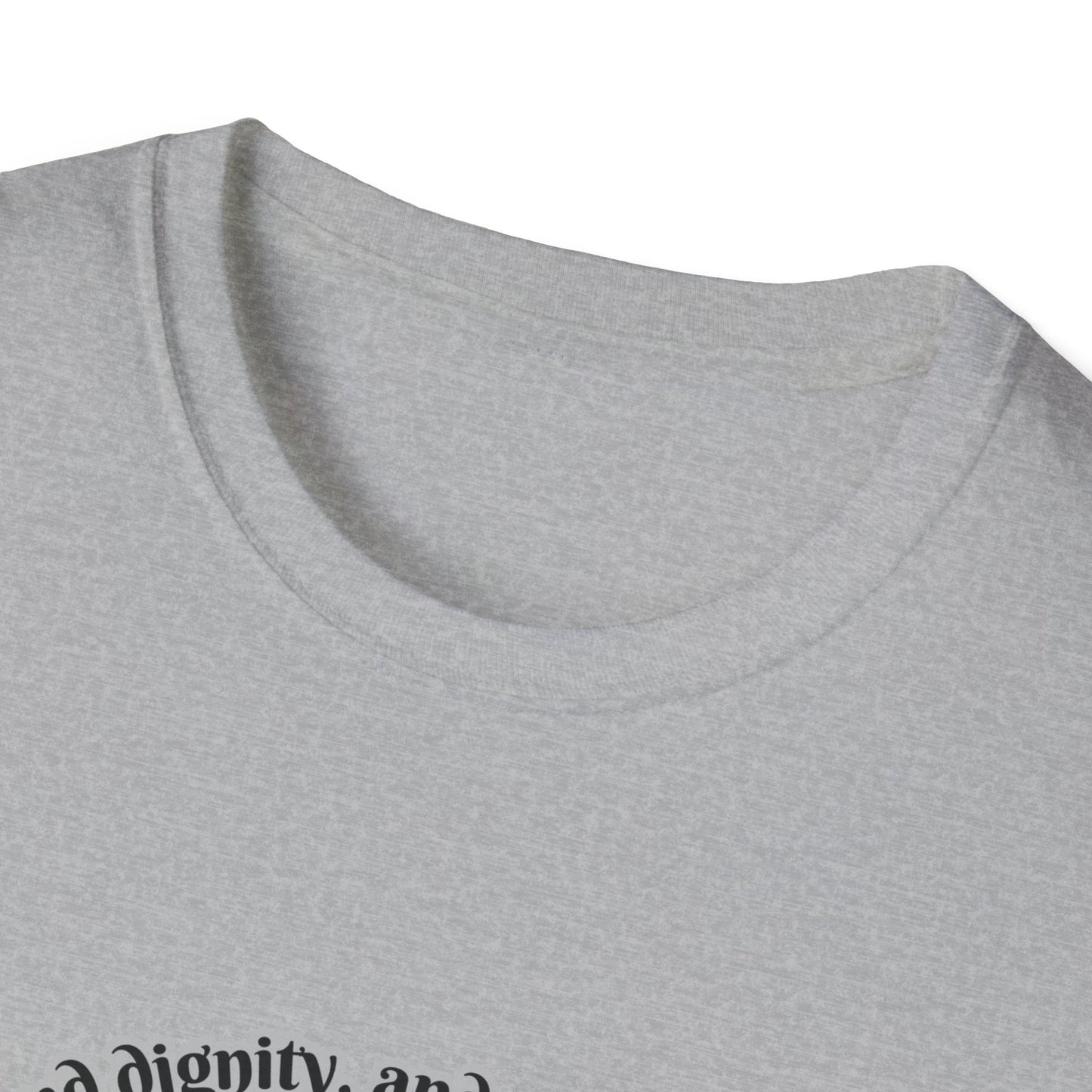 She's Clothed With Strength And Dignity Empowering Feminine Strength Unisex Softstyle T-Shirt -  Design Proverbs 31:25