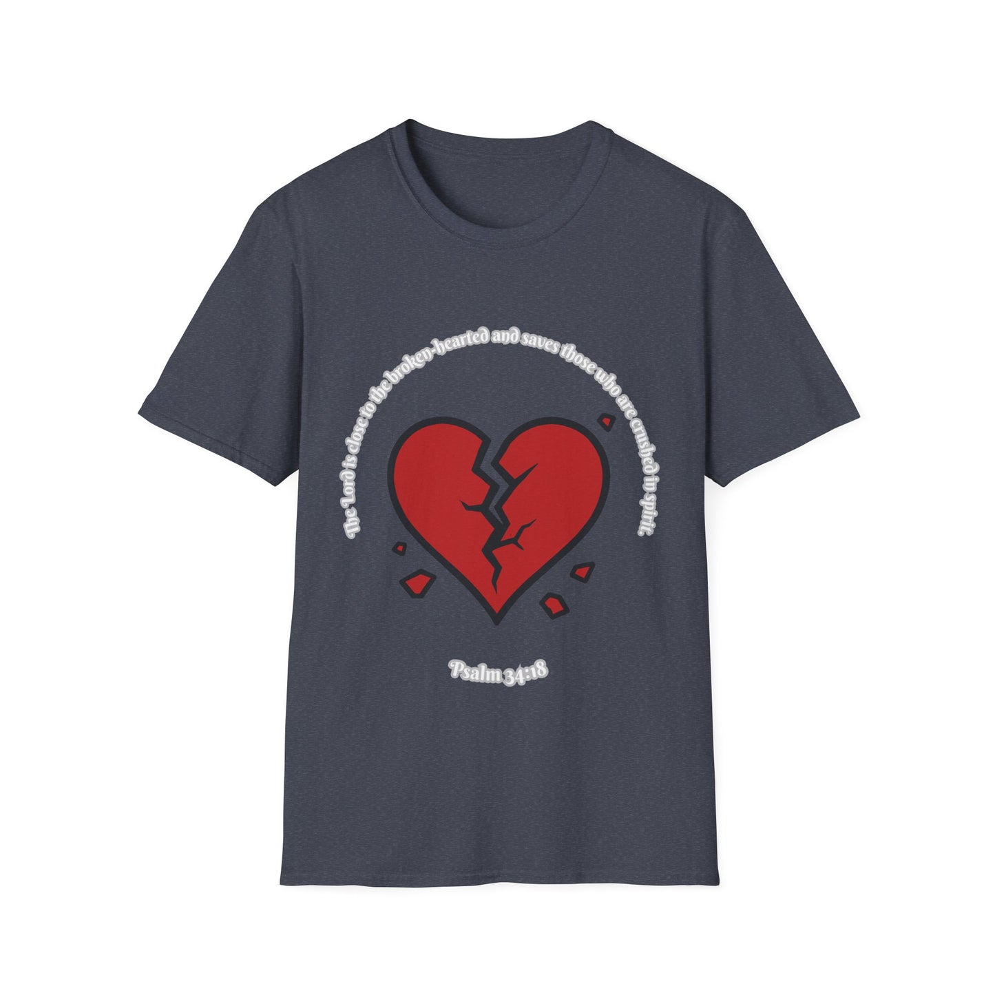 Broken Heart/Spirit Graphic T-Shirt for Healing and Empowerment Psalm 34:18