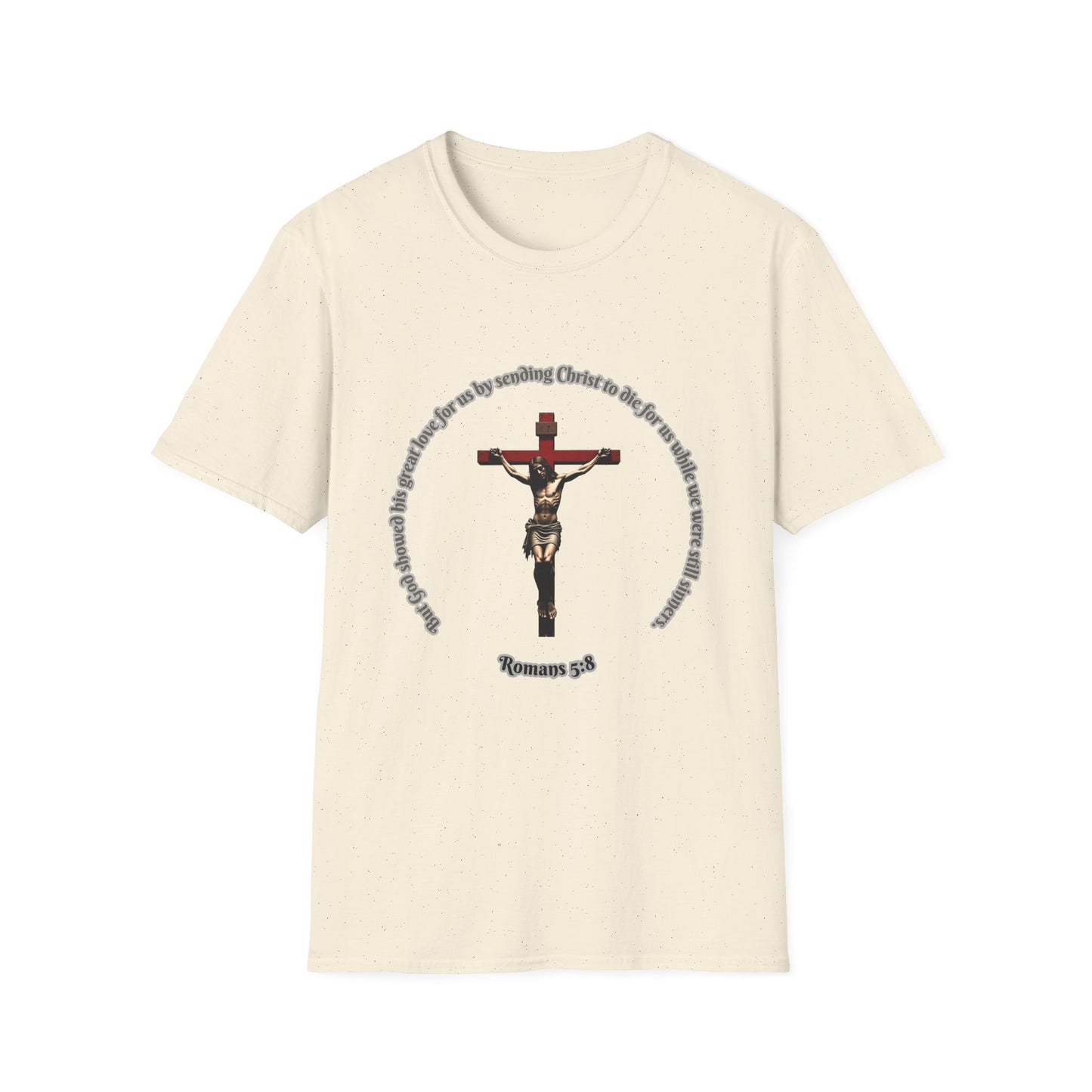 Christian Unisex T-Shirt with Romans 5:8 Verse