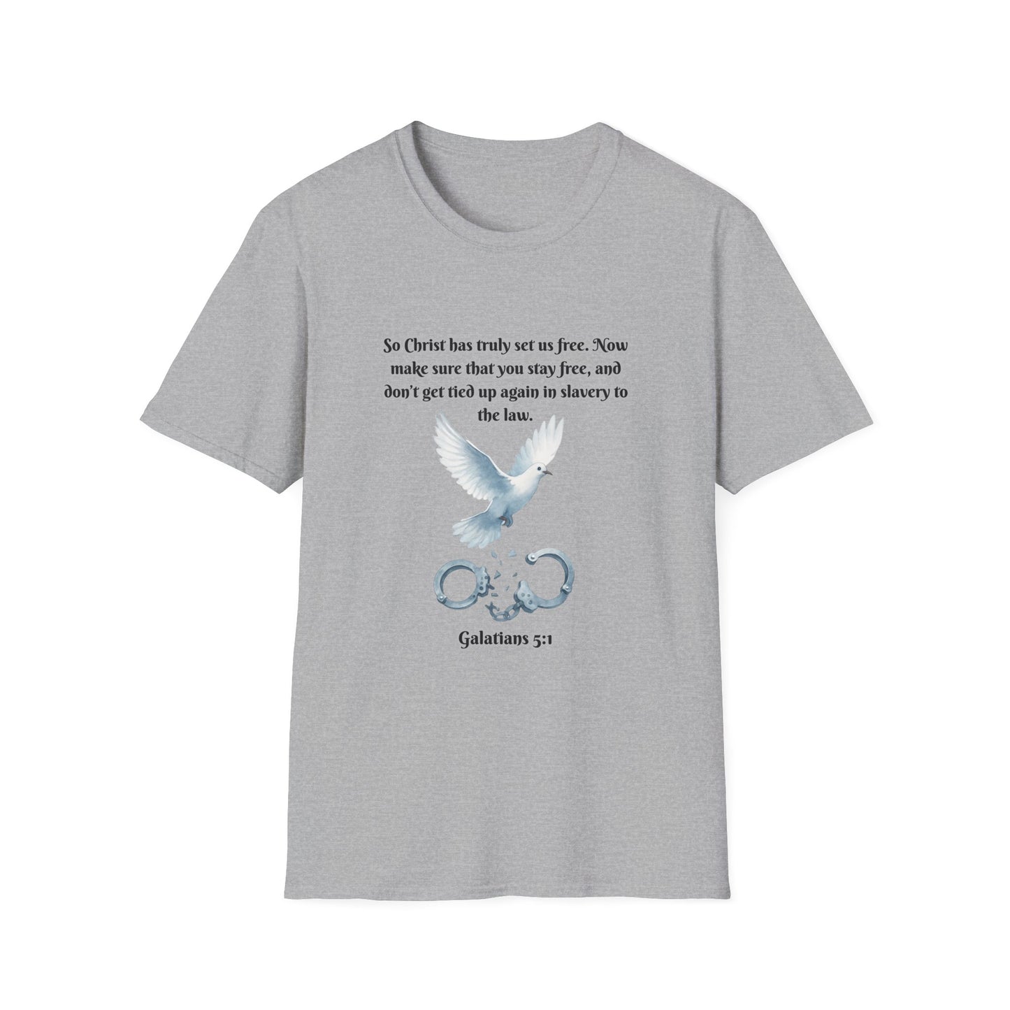 Christ Set Us Free Galatians 5:1 Inspirational Unisex Softstyle T-Shirt