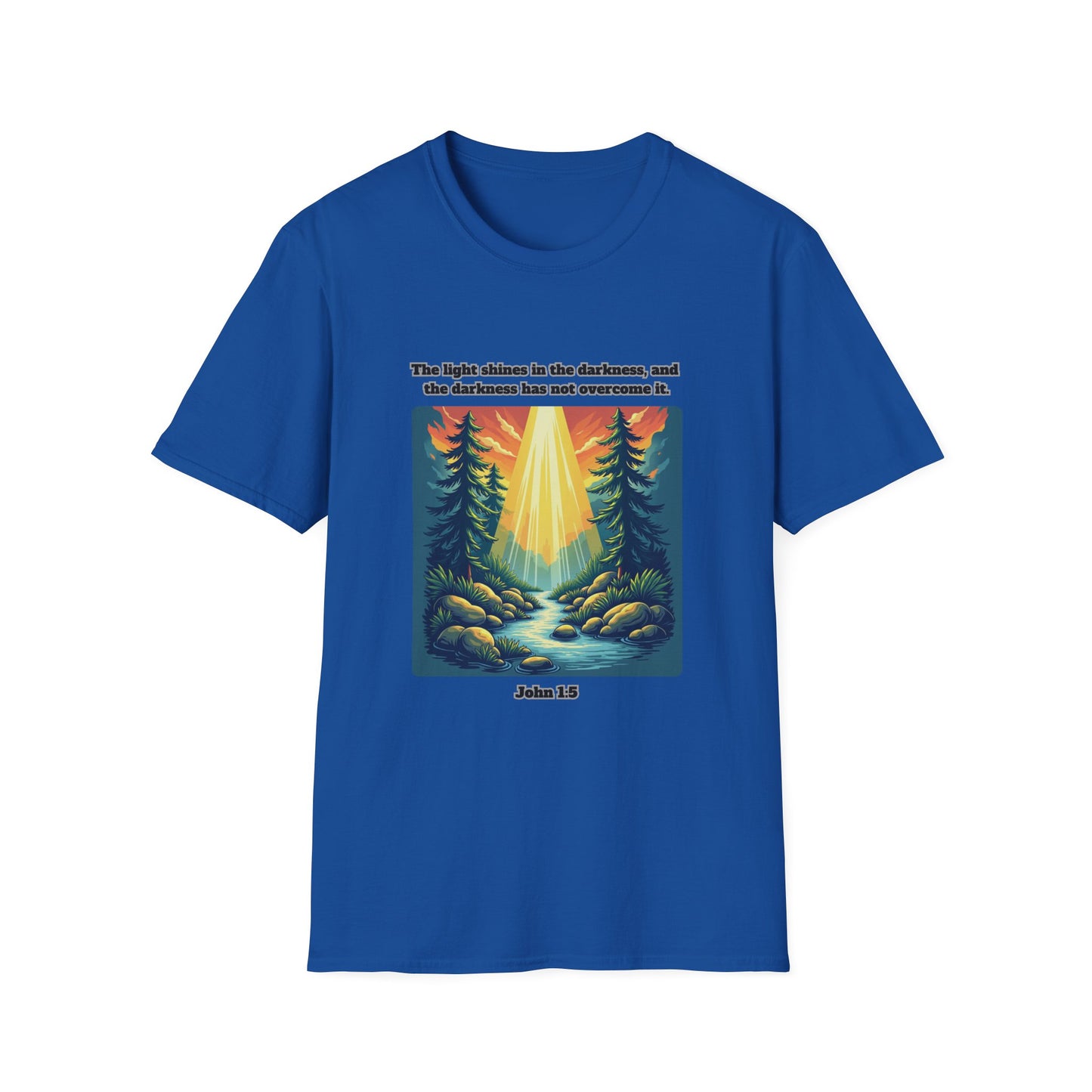 Light In The Darkness Inspirational Nature T-Shirt with Bible Verse John 1:5