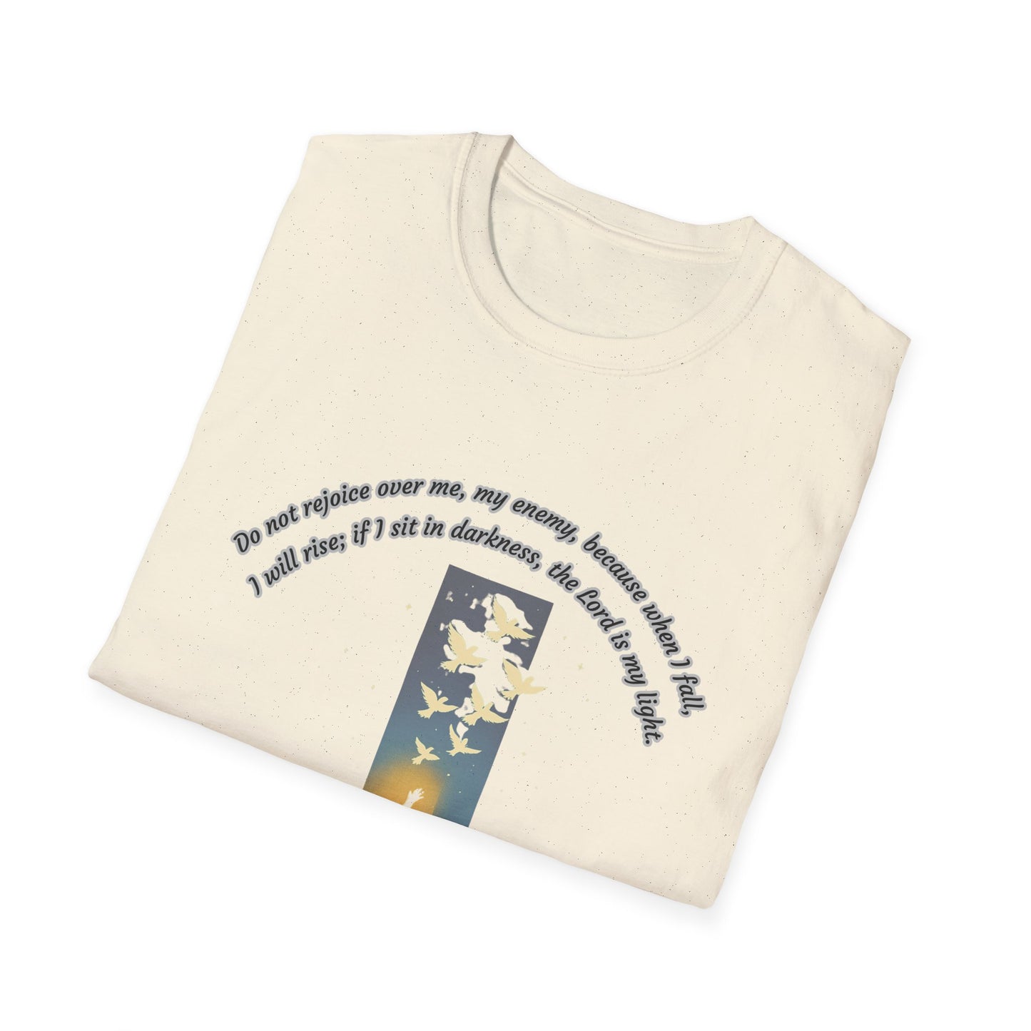 I Will Rise ~ Inspirational Unisex Softstyle T-Shirt Micah 7:8 Design