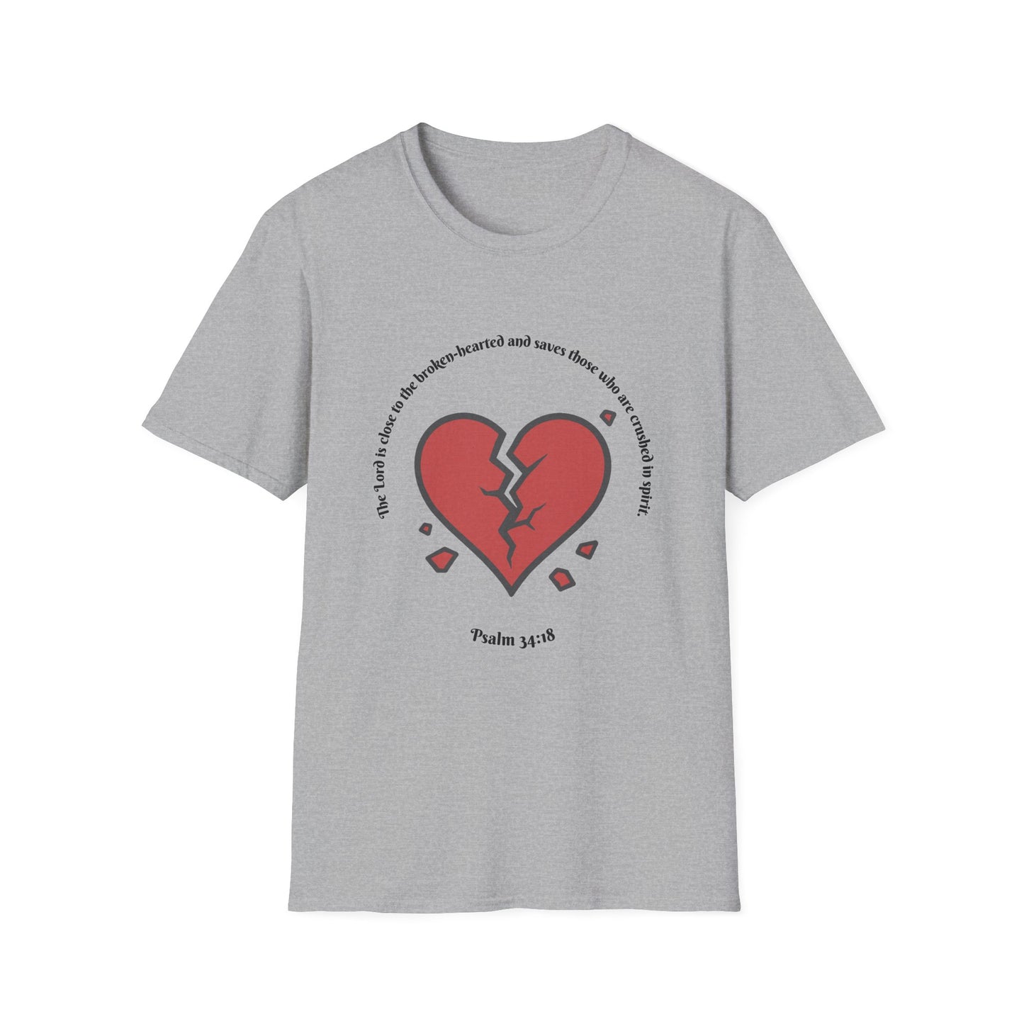 Broken Heart/Spirit Graphic T-Shirt for Healing and Empowerment Psalm 34:18