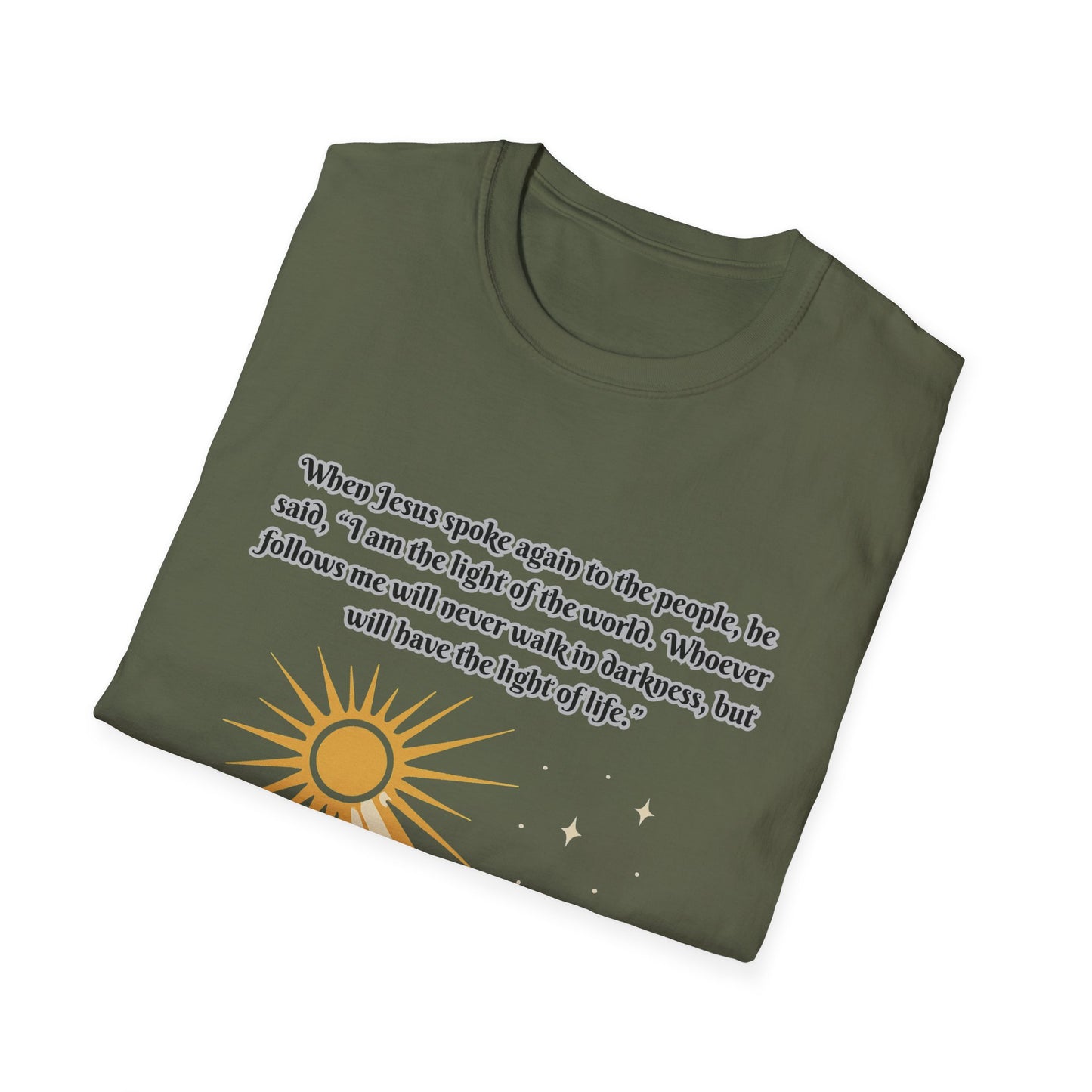 Light Of Life Inspirational Graphic T-Shirt - Unisex Softstyle Tee John 8:12