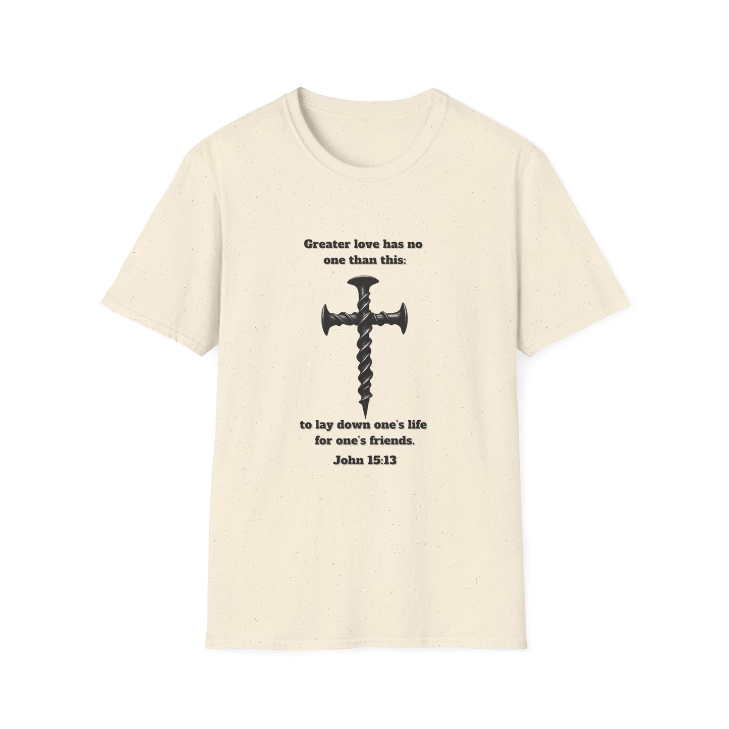 No Greater Love Inspirational Christian T-Shirt with Cross Design John 15:13