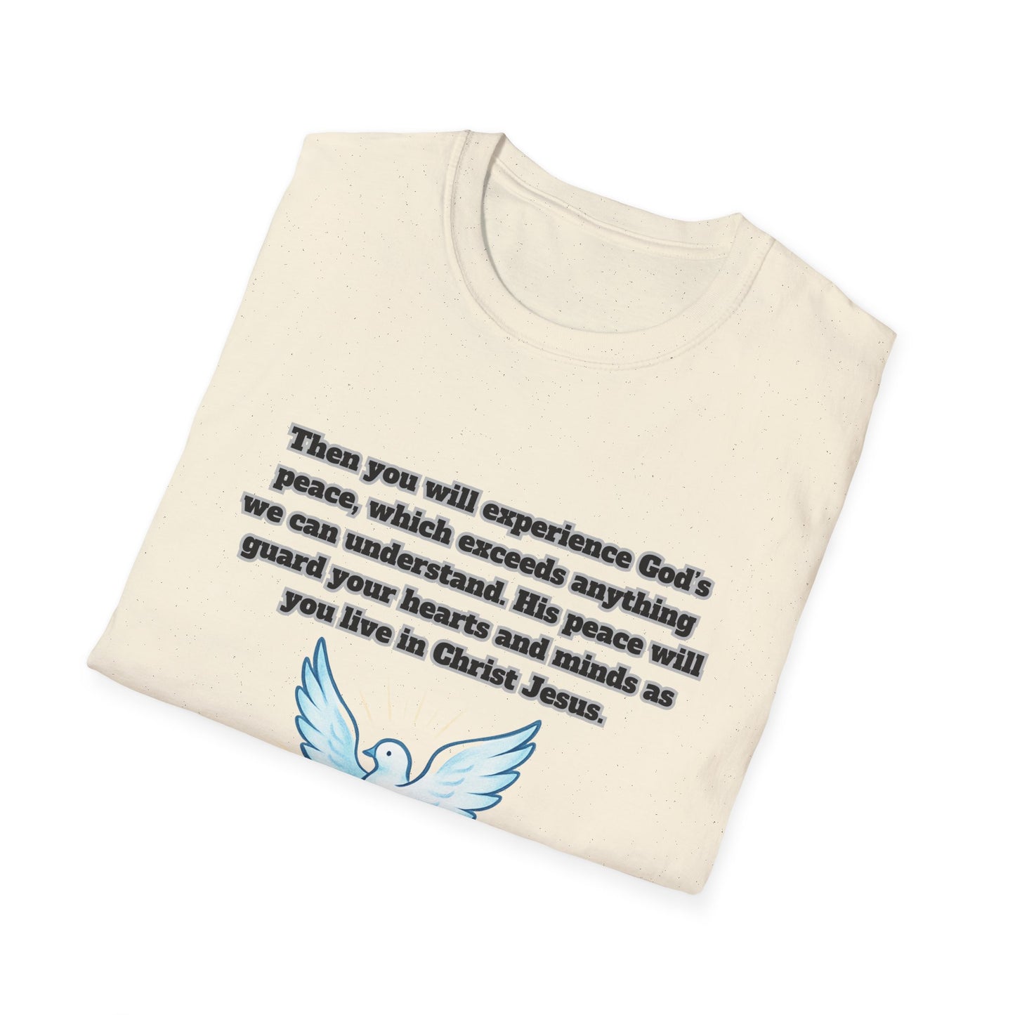 Gods Peace Guard Your Heart Inspirational Unisex Softstyle T-Shirt with Philippians 4:7 Design