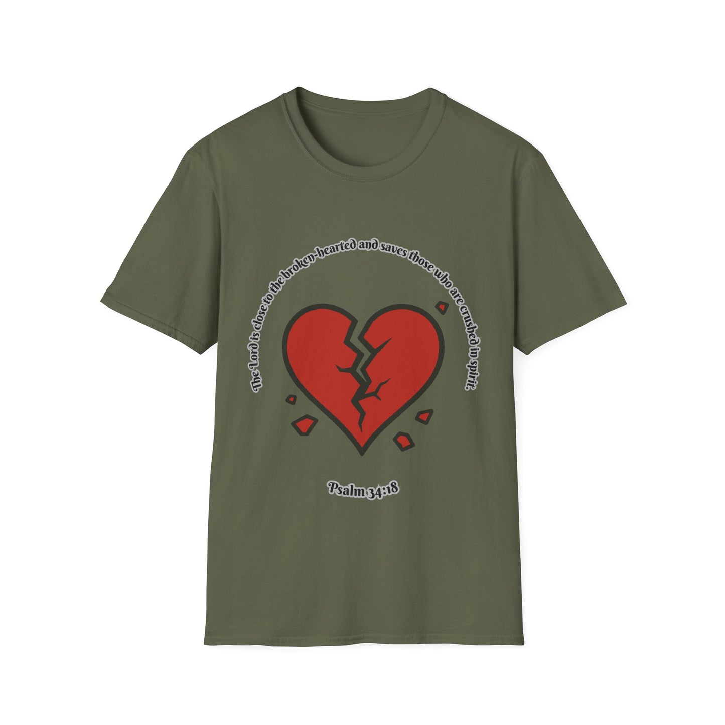 Broken Heart/Spirit Graphic T-Shirt for Healing and Empowerment Psalm 34:18