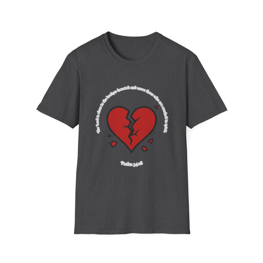 Broken Heart/Spirit Graphic T-Shirt for Healing and Empowerment Psalm 34:18