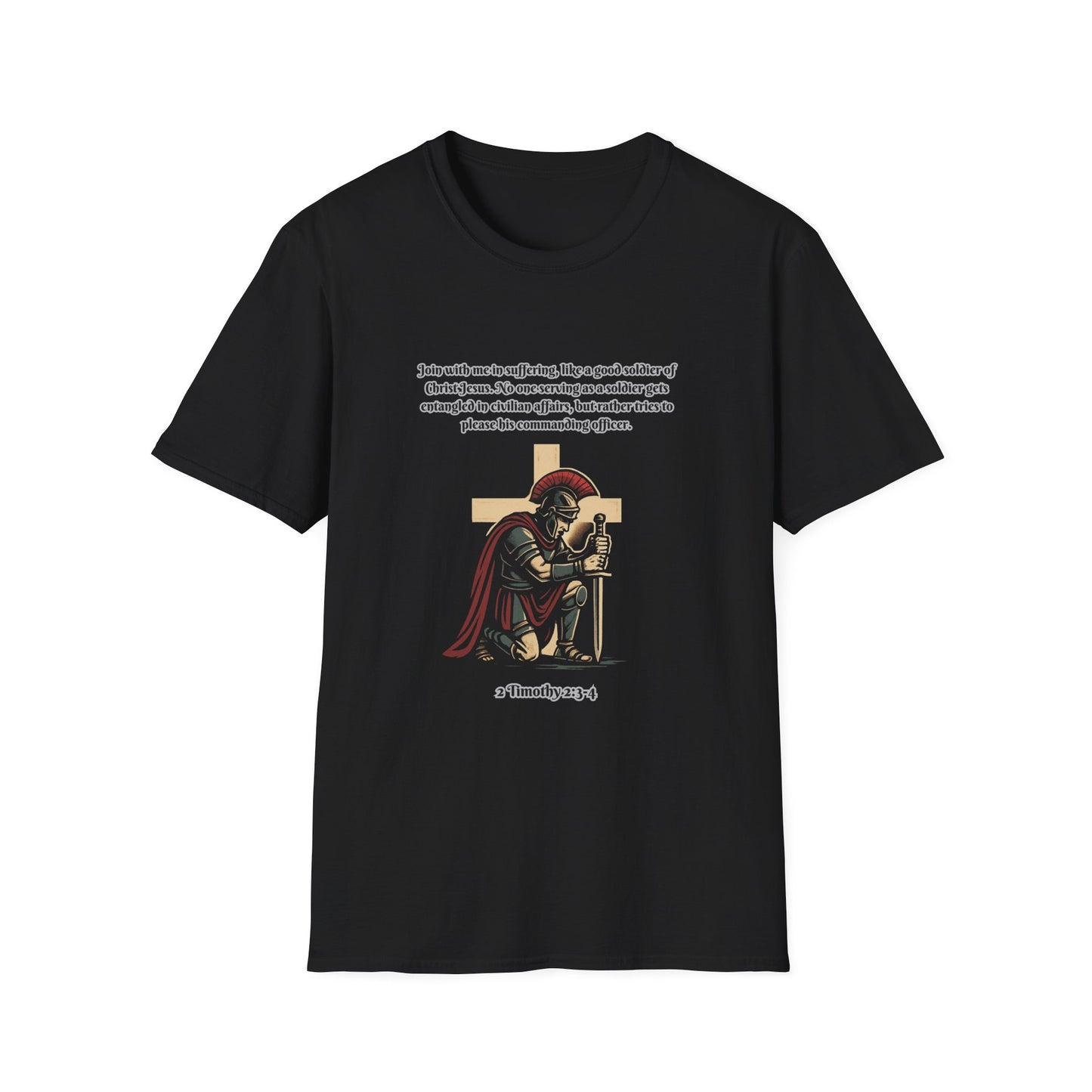Soldier Of Jesus Unisex Softstyle T-Shirt - Faith & Strength Design 2 Timothy 2:3-4