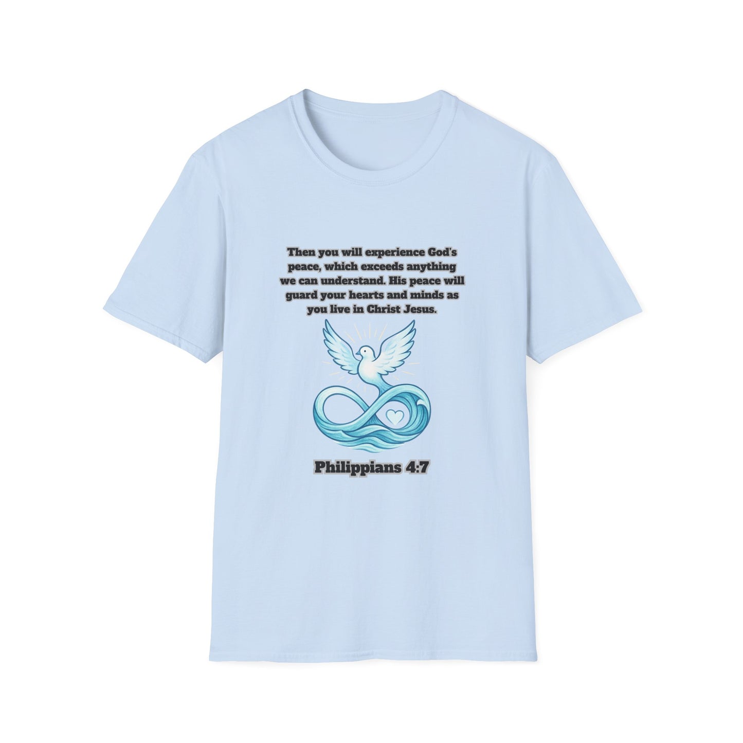 Gods Peace Guard Your Heart Inspirational Unisex Softstyle T-Shirt with Philippians 4:7 Design